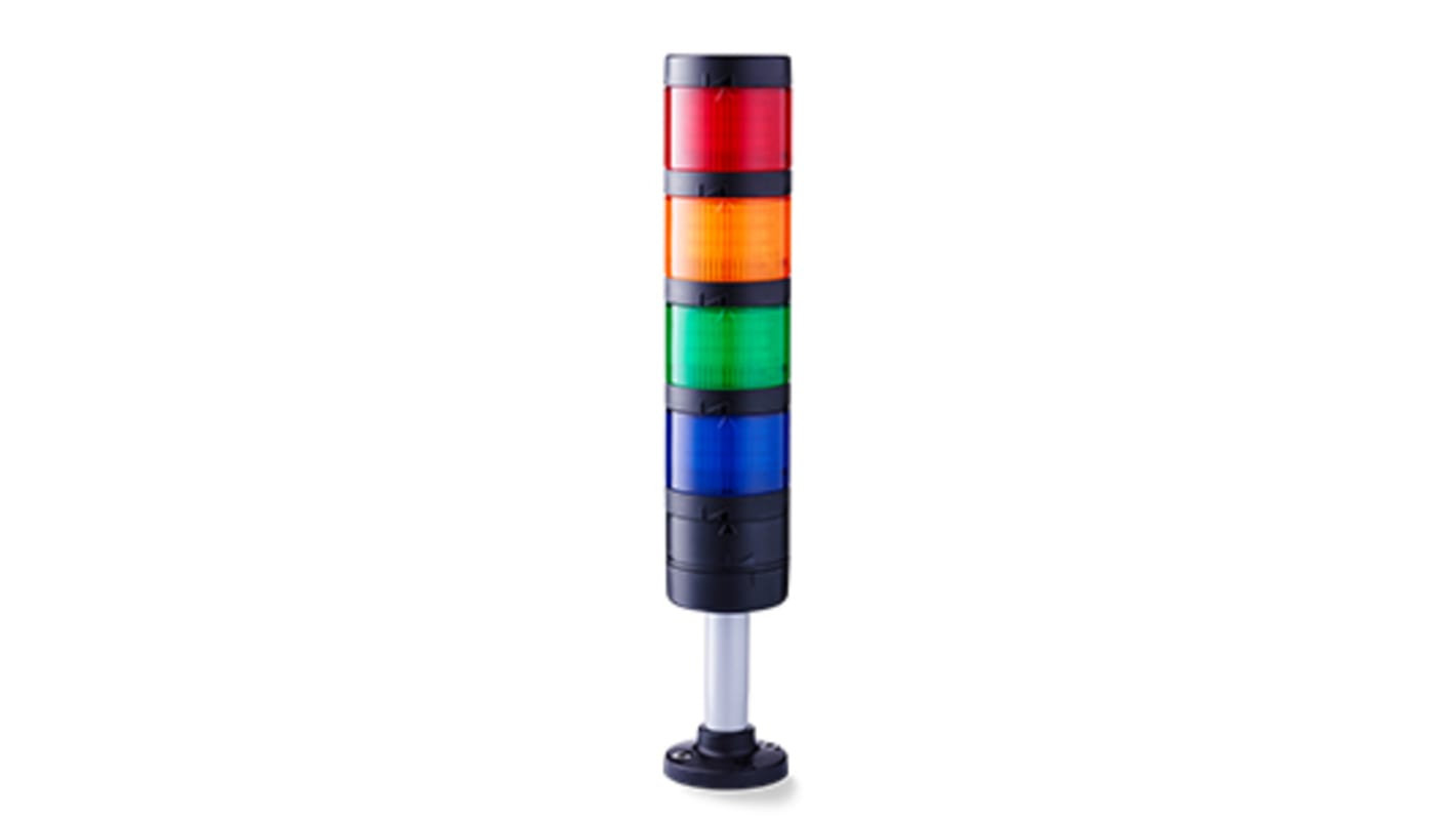 Rs-Online Torretta di segnalazione AUER Signal 24 V c.a./c.c. LED 4 elementi lenti Rosso/Verde/Ambra/Blu