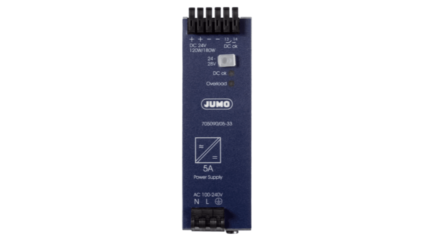 Jumo variTRON DIN Rail Power Supply, 100→200V ac ac Input, 24V dc dc Output, 3.4 → 3A Output, 80W