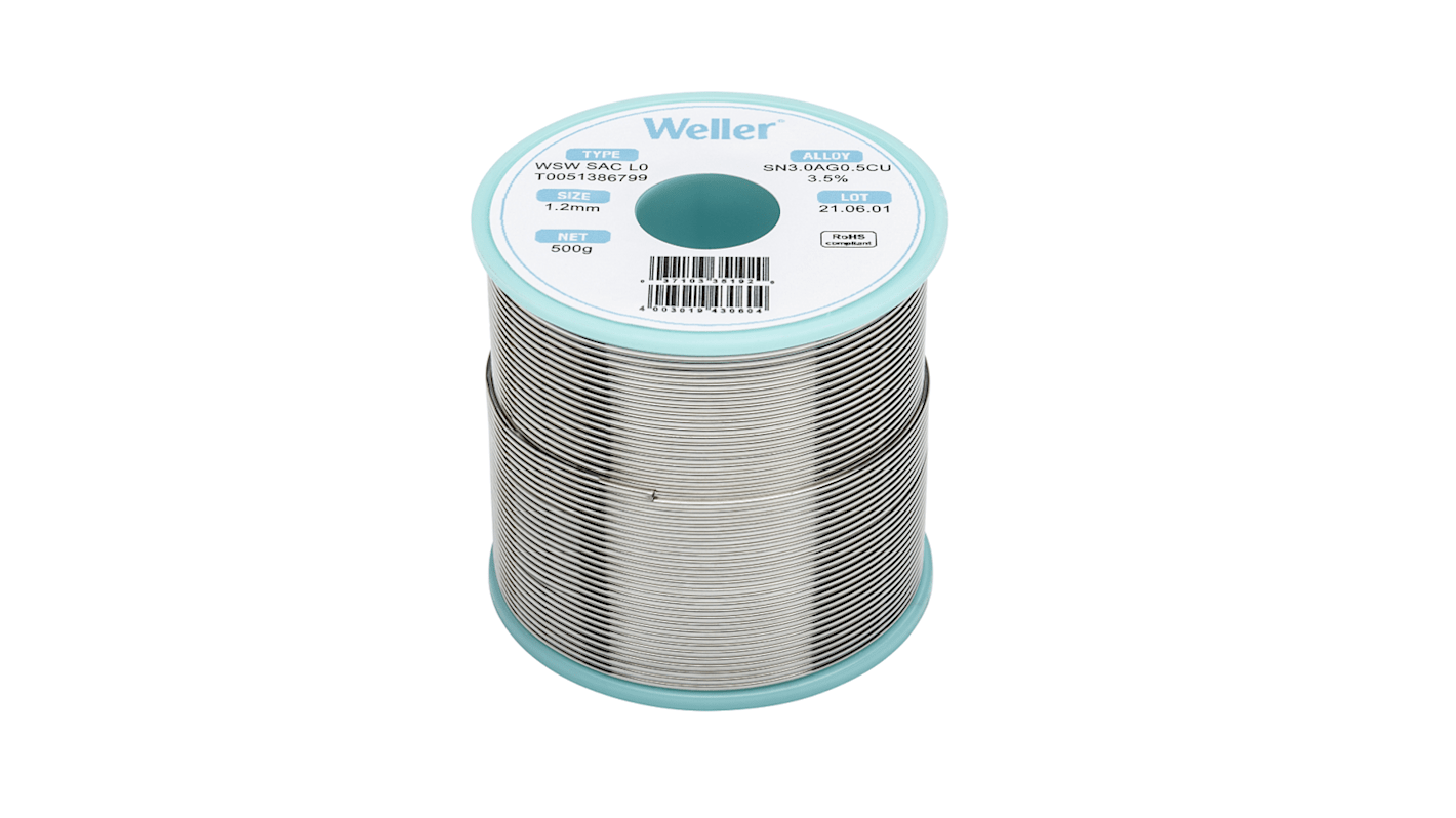 Weller Wire, 1.2mm Lead Free Solder, 217-221°C Melting Point