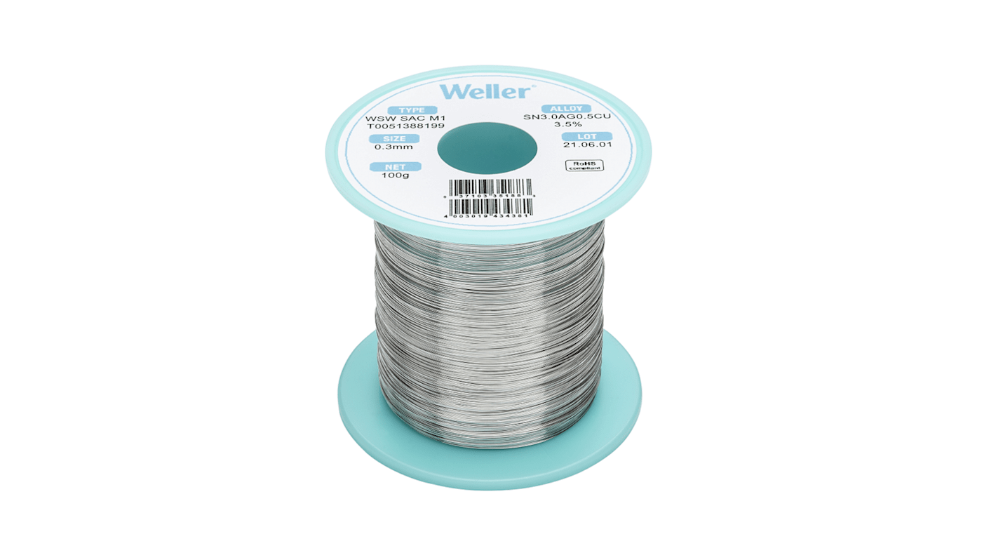 Weller Wire, 0.3mm Lead Free Solder, 217-221°C Melting Point