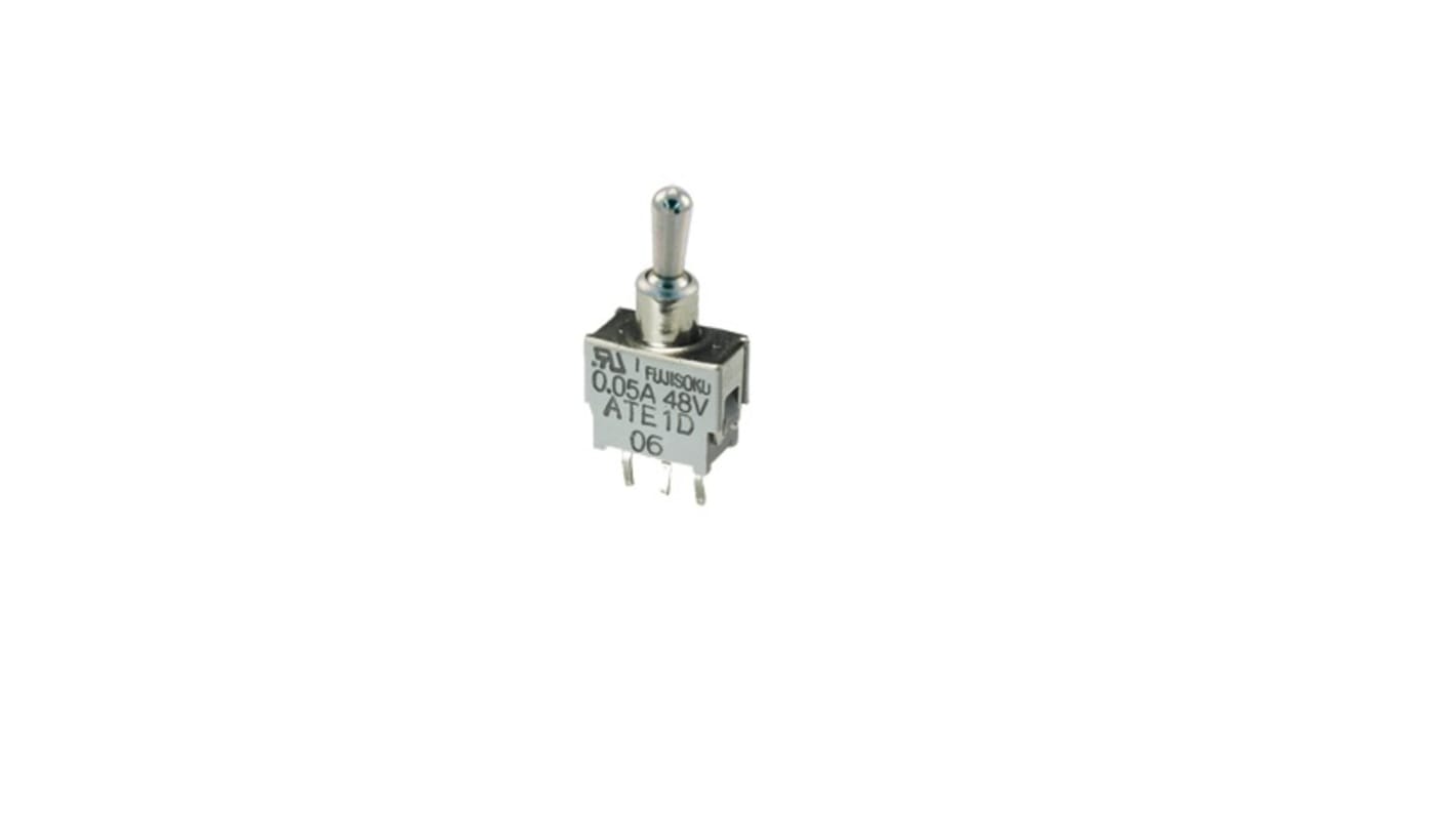 NIDEC COPAL ELECTRONICS GMBH Toggle Switch, PCB Mount, (On)-Off-(On), SPDT, PC Straight Terminal