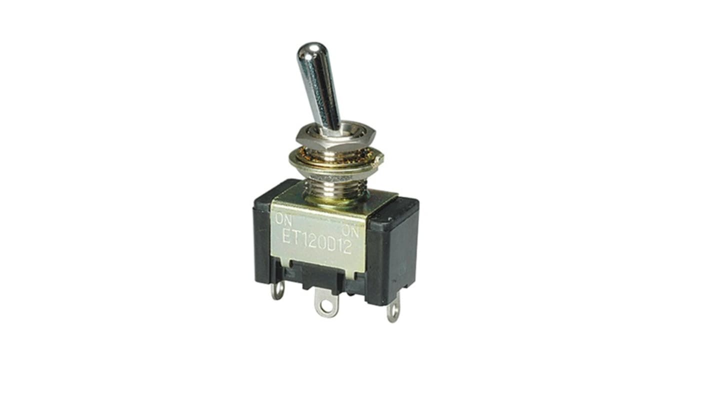 Nidec Components Toggle Switch, PCB Mount, On-On, SPDT, Solder Terminal