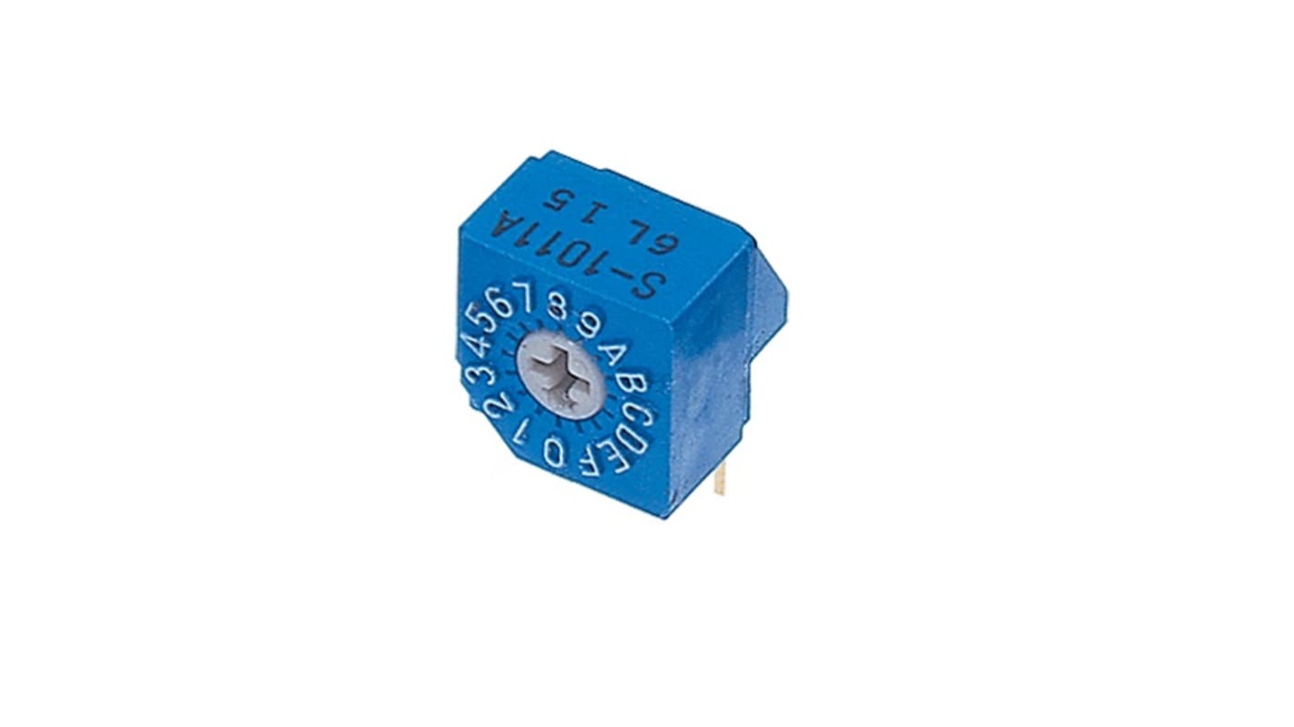 Nidec Components S-1000A, 16 Position, Hexadecimal Rotary Switch, 100 mA, Pin