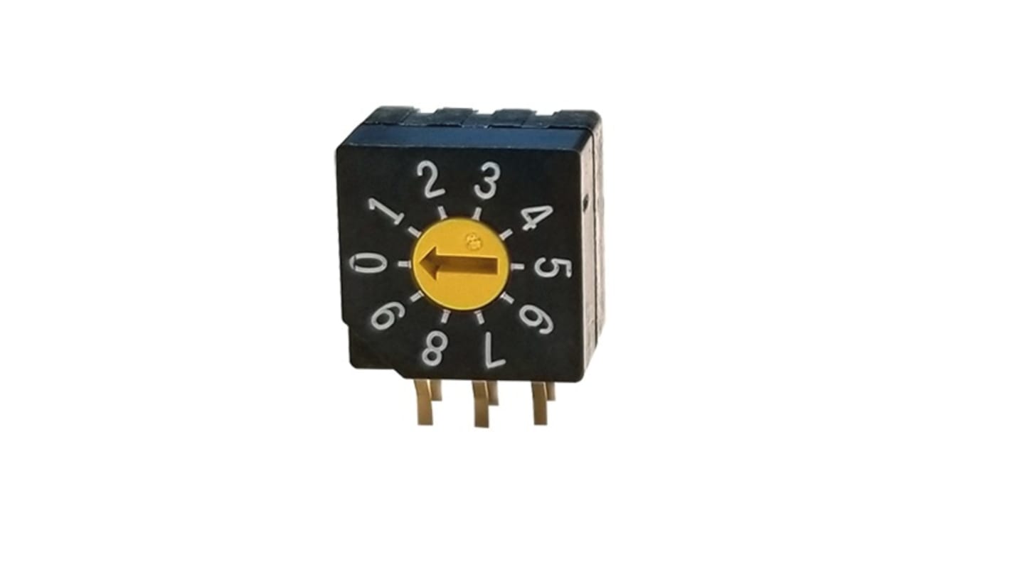 Nidec Components SD-2000, 10 Position, BCD Rotary Switch, 100 mA, Pin