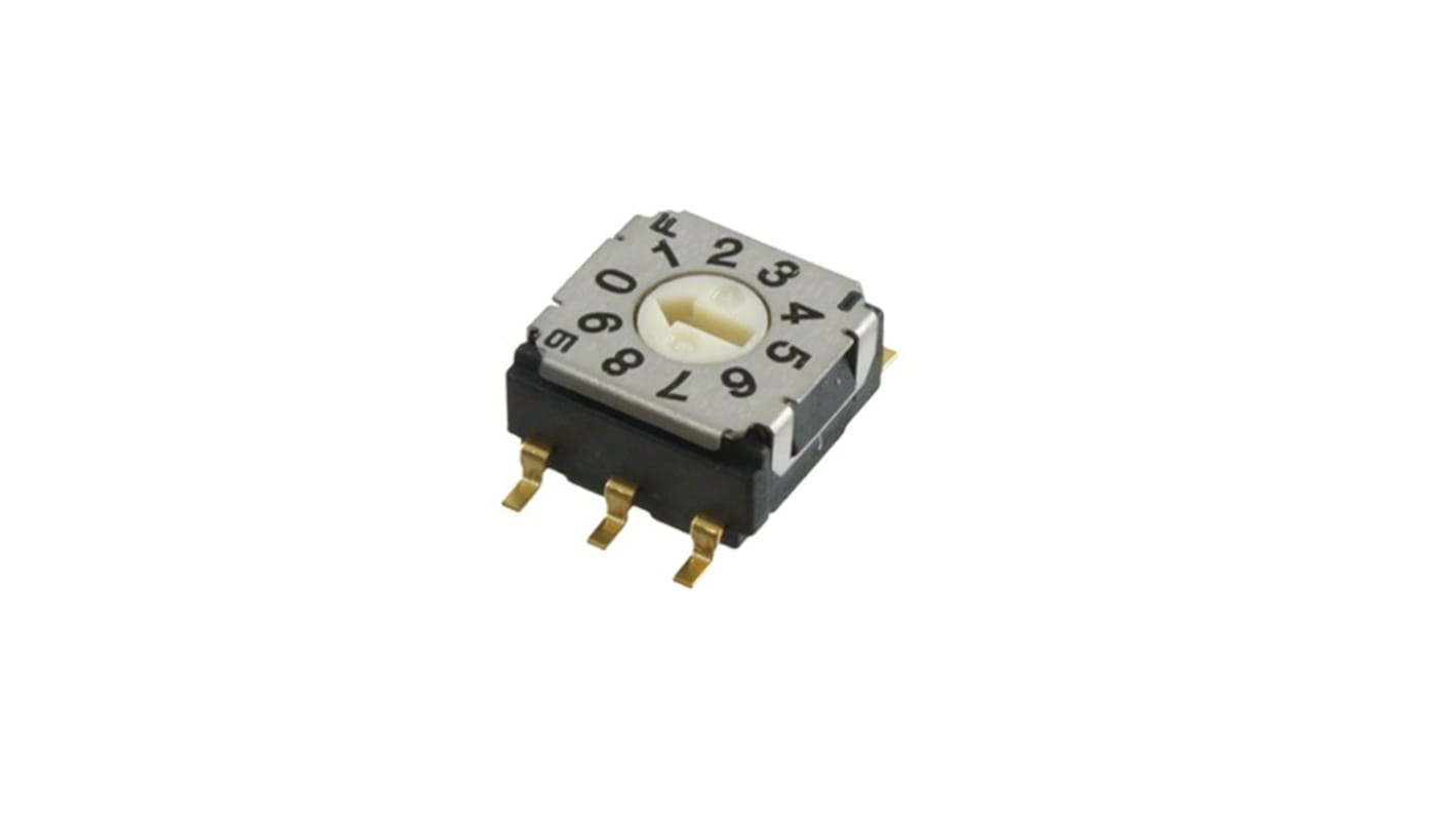 Nidec Components SH-7000, 10 Position, BCD Rotary Switch, 100 mA, Gull Wing