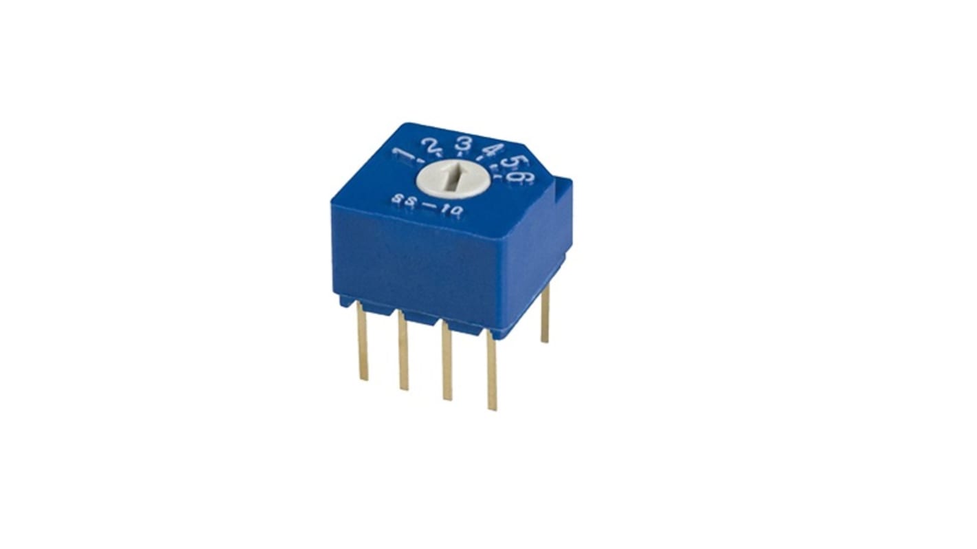 NIDEC COPAL ELECTRONICS GMBH SS-10, 6 Position Rotary Selector Switch, 100 mA, Pin