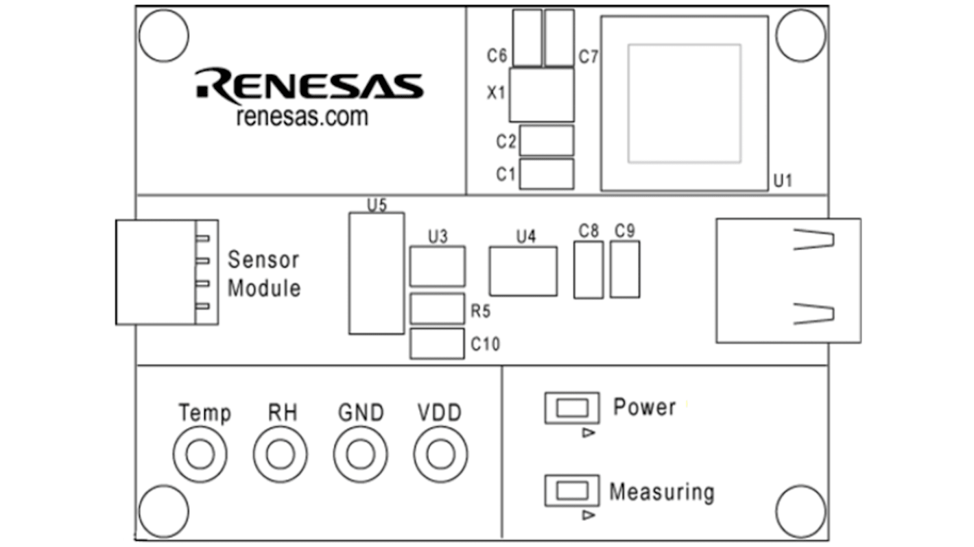 Renesas Electronics HS4100-EVK 评估套件, 温度和湿度传感器, 用于HS4101 湿度和温度传感器