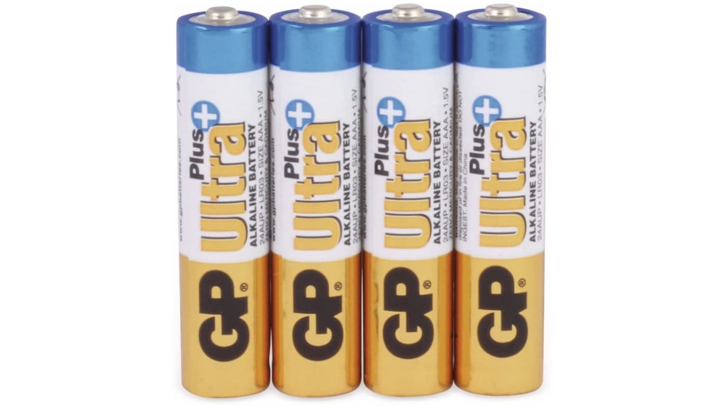 Gp Batteries 7号电池AAA电池, 1.5V, 扁平, 4个装, GP24AUP