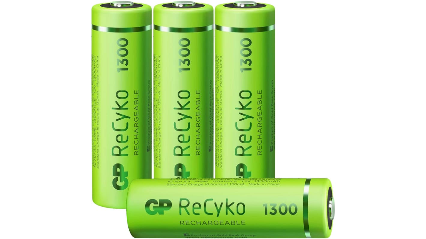Piles rechargeables AA 1.3Ah Gp Batteries, NiMH, 1.2V
