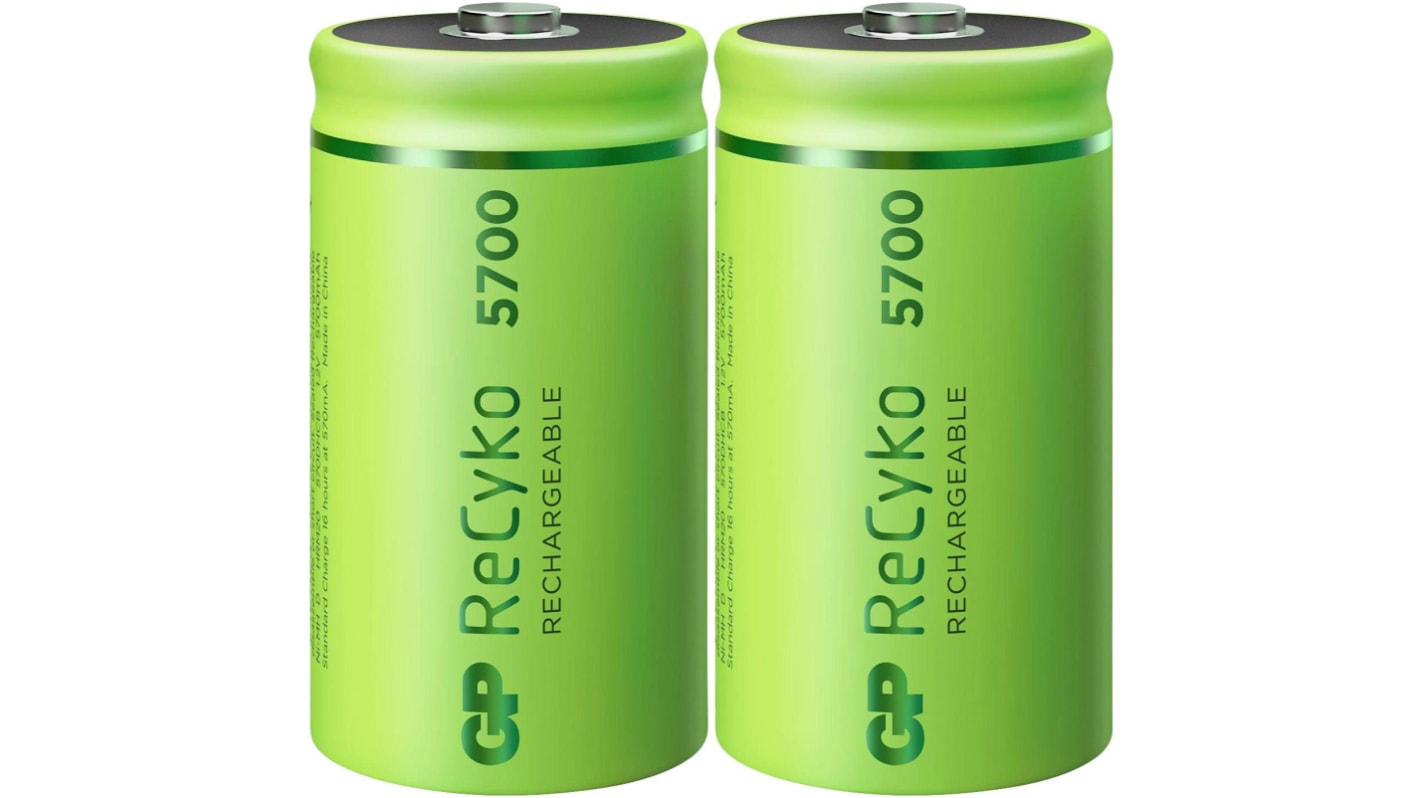 GP Batteries Gp Batteries NiMH Rechargeable D Batteries, 5.7Ah