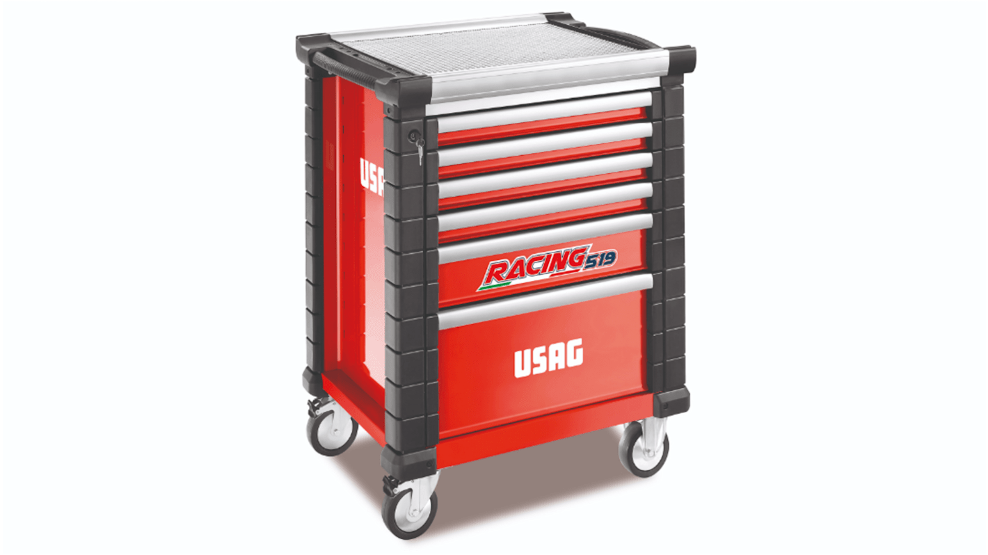 Armadietto mobile Usag serie 519 RS6/3V con ruote in Alluminio mandorlato, 6 cassetti, 814x575x1005mm