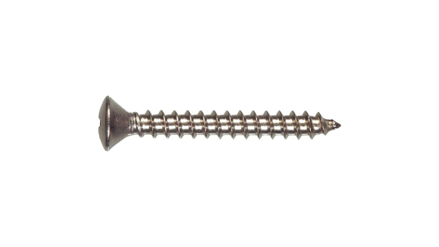 RS PRO Zinc Plated Steel Oval Head Self Tapping Screw, N°#10 x 1/2in Long