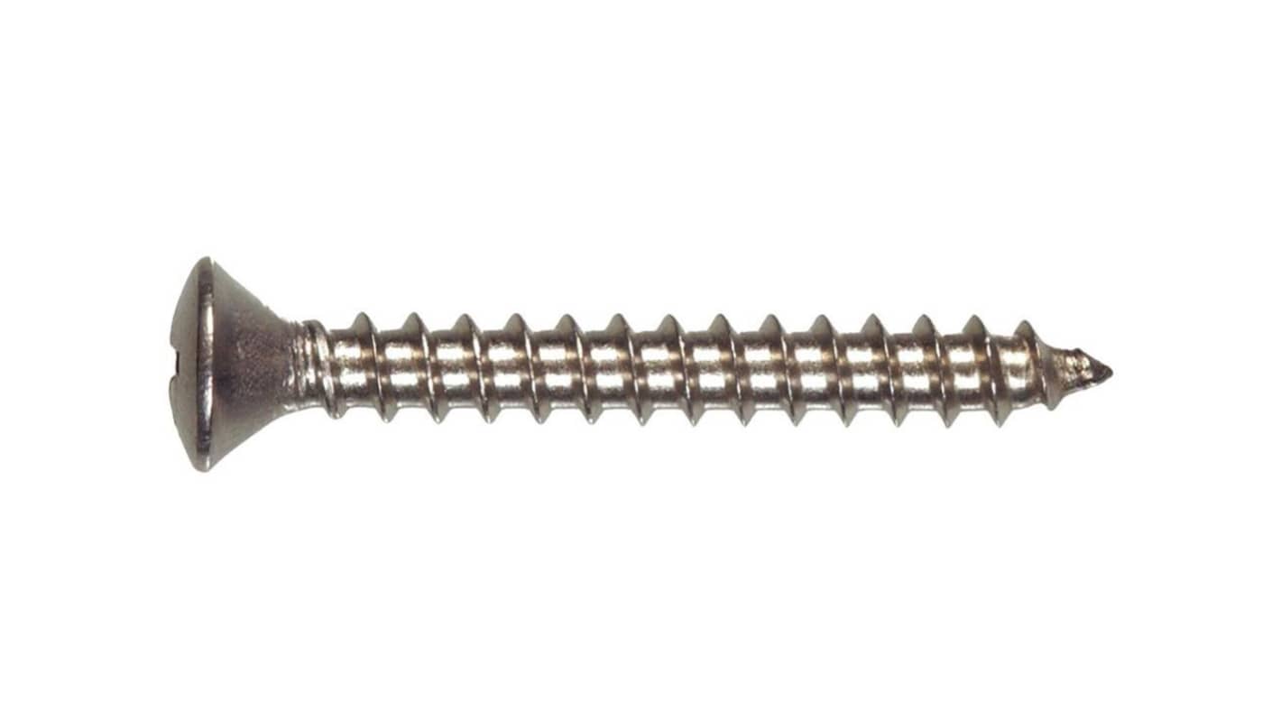 RS PRO Zinc Plated Steel Oval Head Self Tapping Screw, N°#4 x 1/2in Long