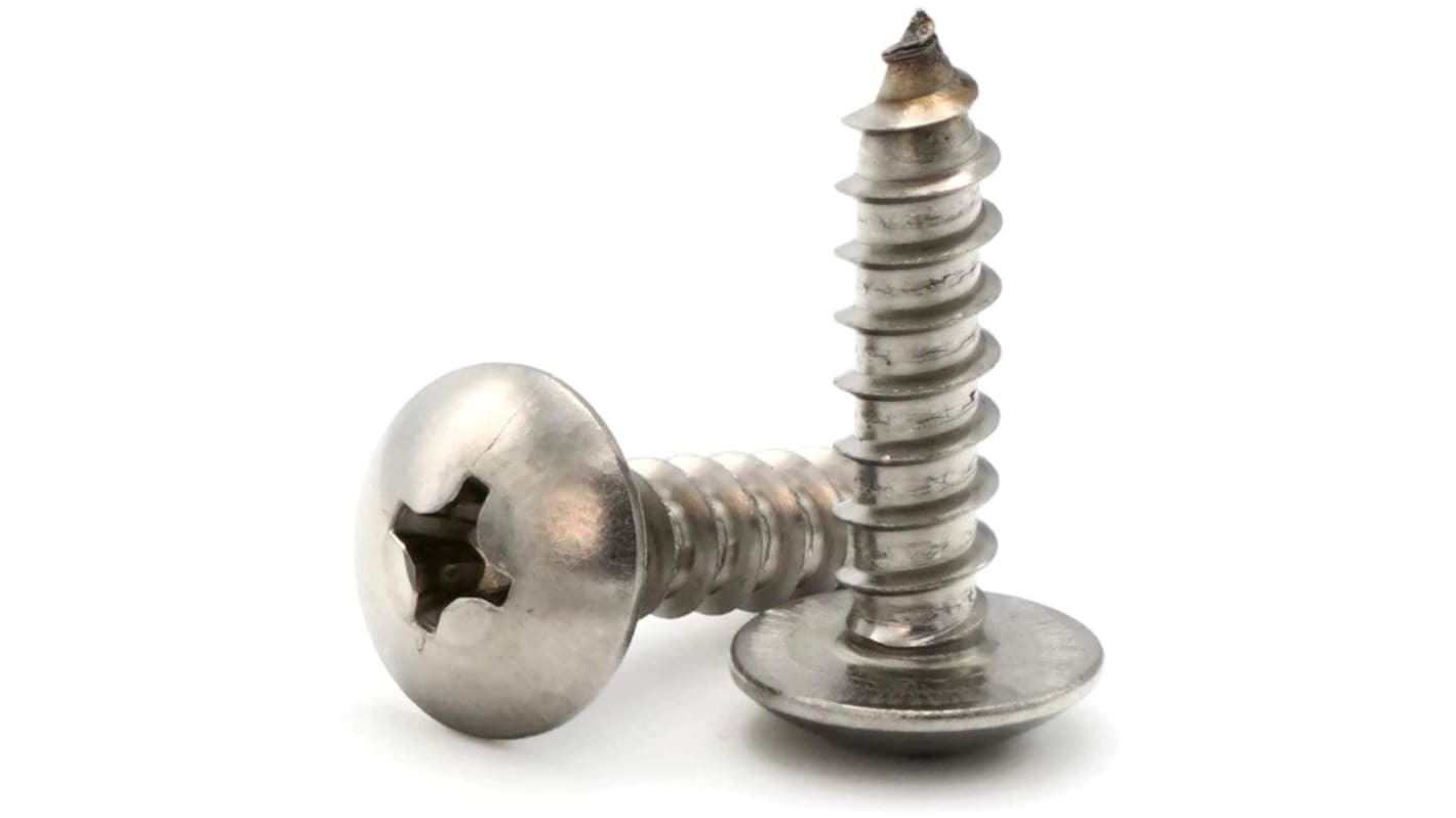 RS PRO Zinc Plated Steel Truss Head Self Tapping Screw, N°#14 x 1 1/2in Long