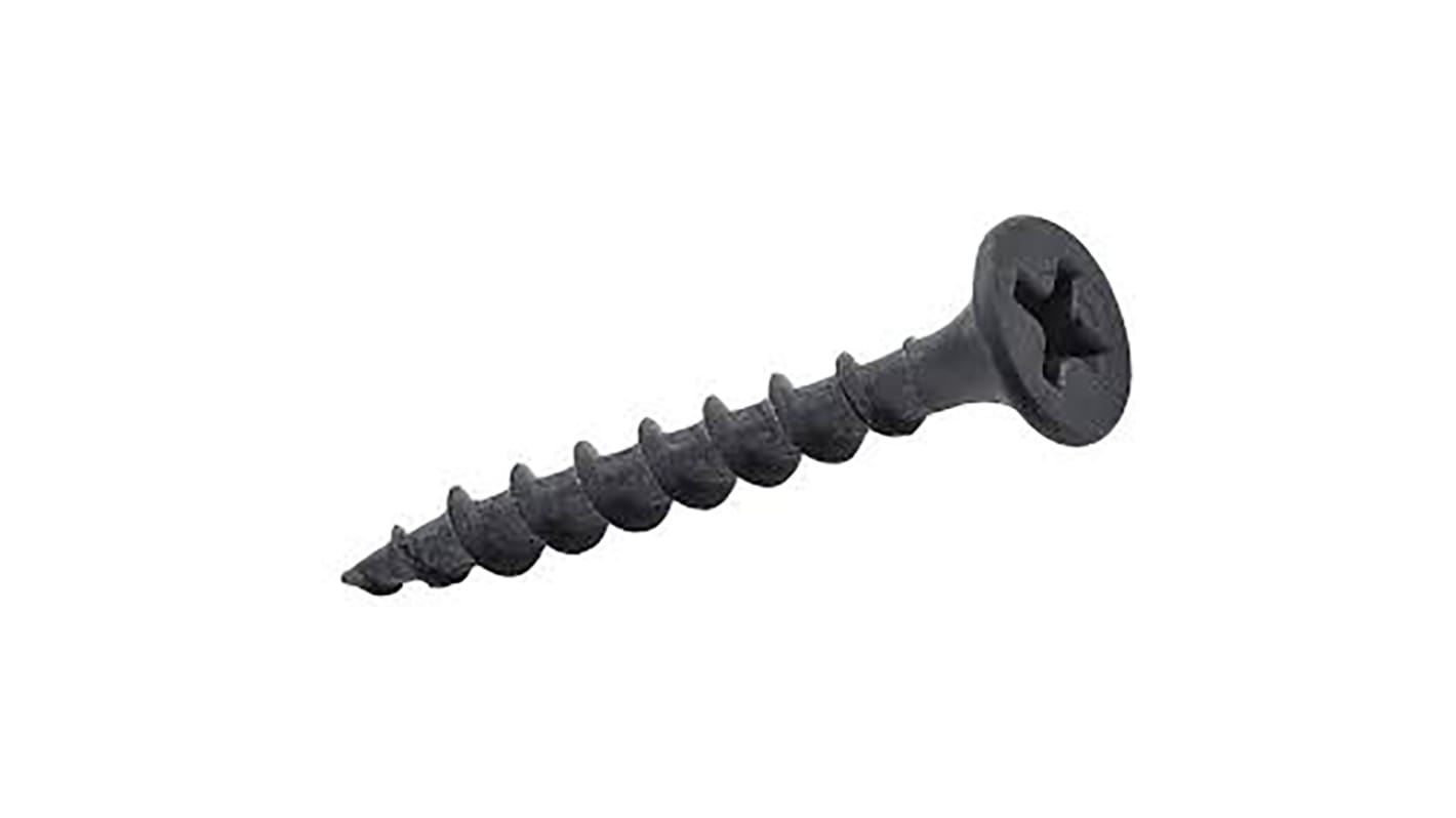 RS PRO Black Steel Self Drilling Screw x 2 1/4in Long