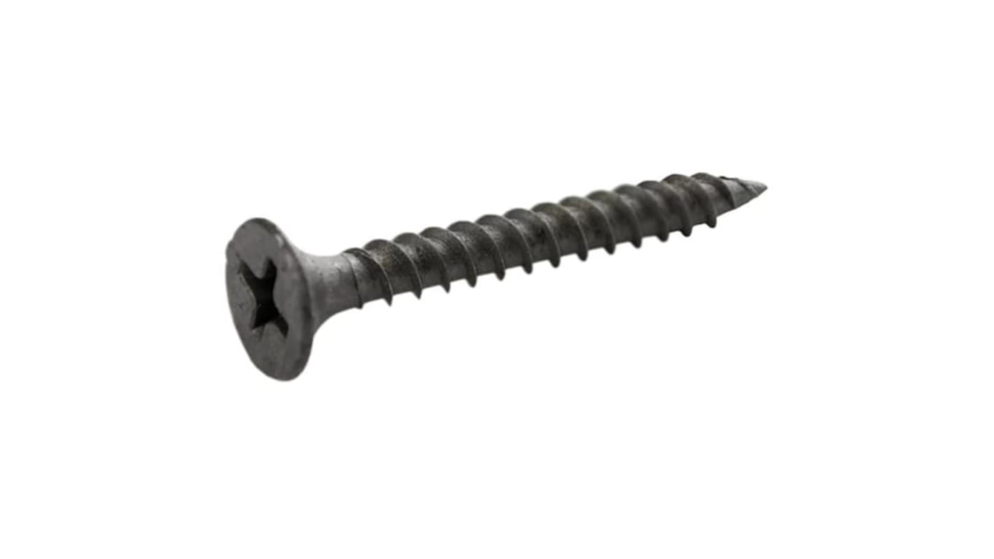 RS PRO Black Steel Self Drilling Screw x 3in Long