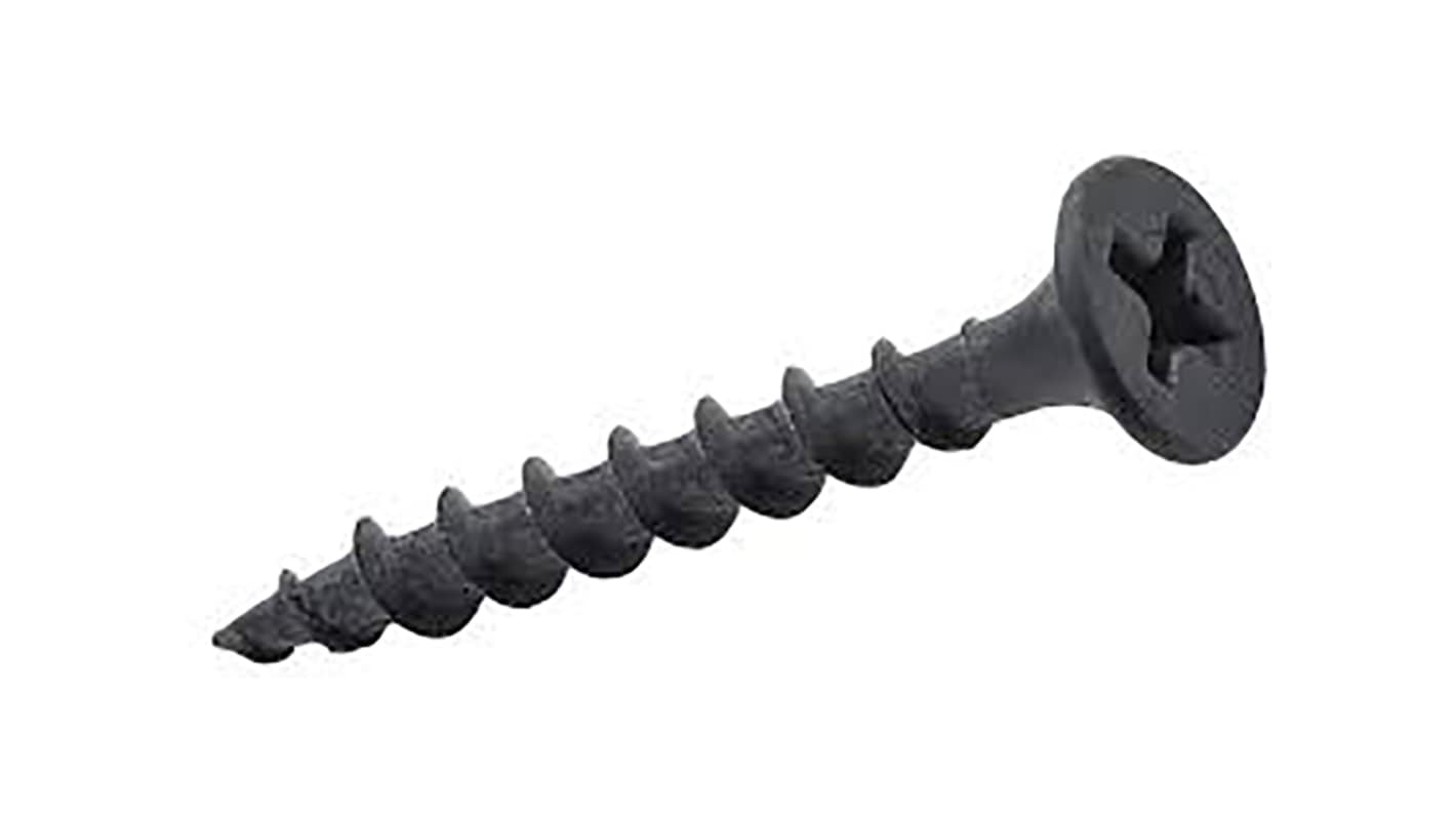 RS PRO Black Steel Self Drilling Screw #8 x 2 1/2in Long