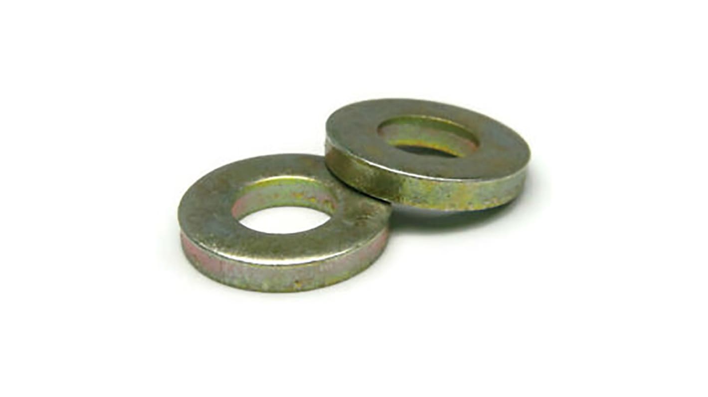 Zinc Plated Steel Plain Washers, 1/4in