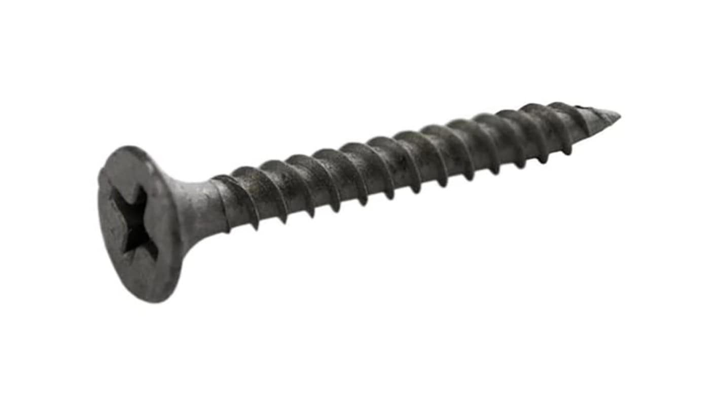 RS PRO Black Steel Self Drilling Screw #6 x 2 1/4in Long