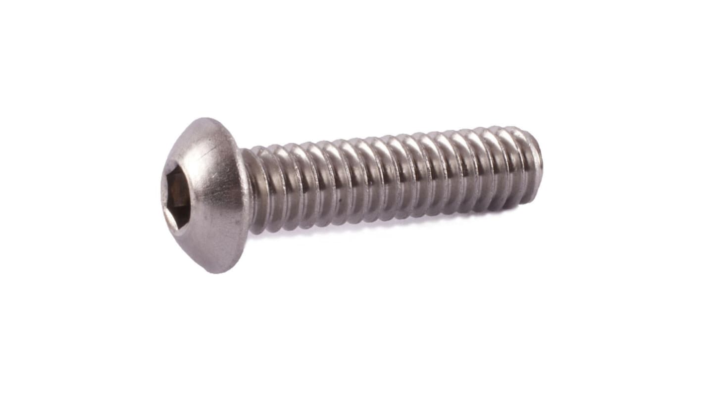 RS PRO Steel Hex Socket Button Screw, 10/24 x 1 1/4in