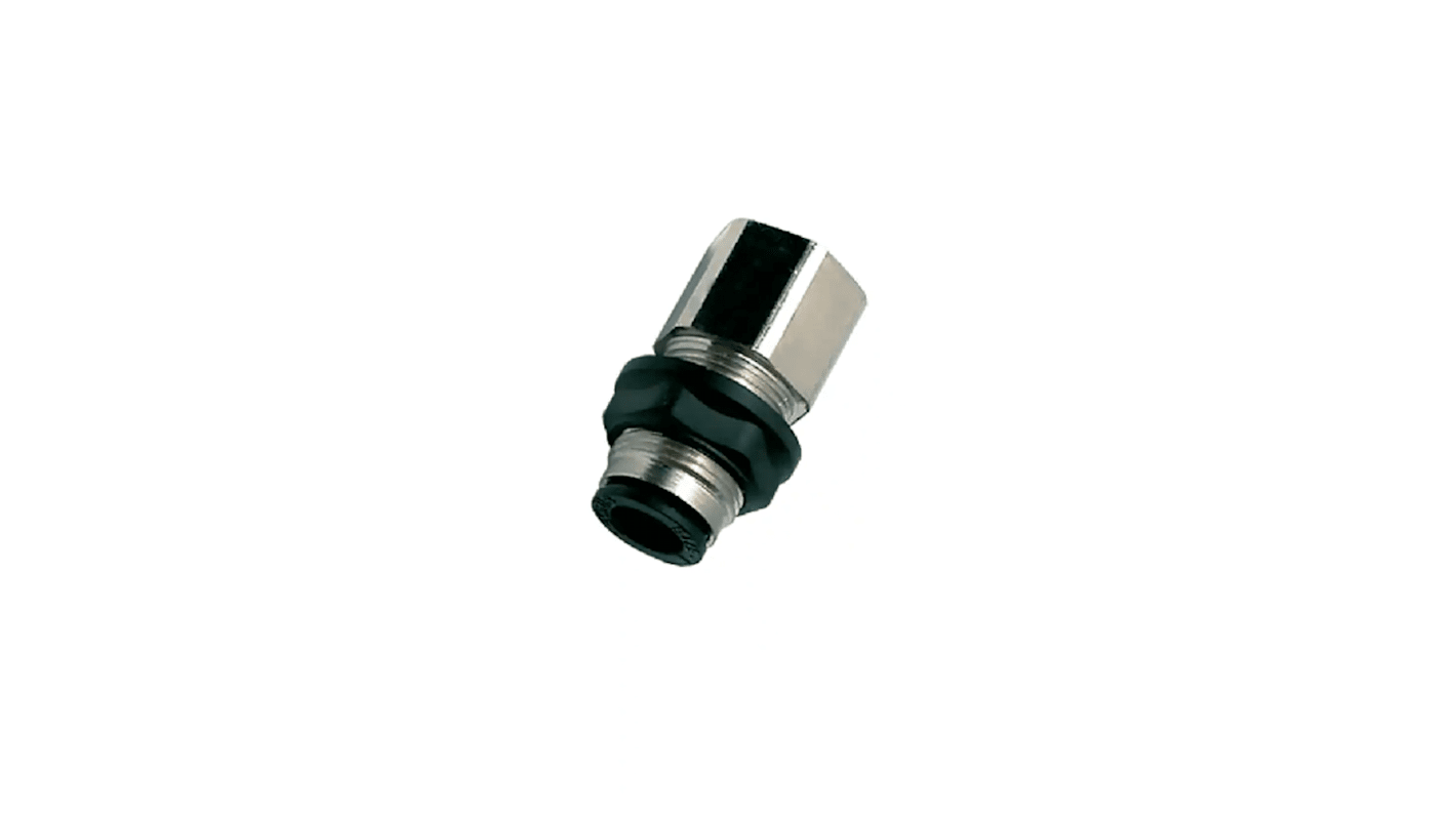 Legris 3136 Series Bulkhead Threaded-to-Tube Adaptor, G 3/8 Female to Push In 6 mm, Threaded-to-Tube Connection Style