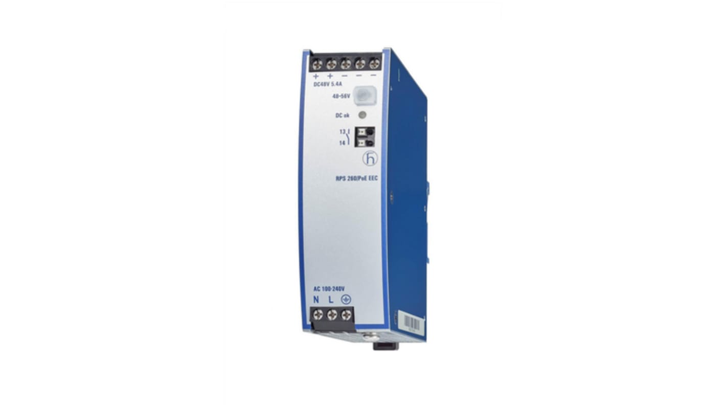 Hirschmann RPS 260 DIN Rail Power Supply, 100→240V ac ac Input, 48V dc dc Output, 5.42A Output, 260W