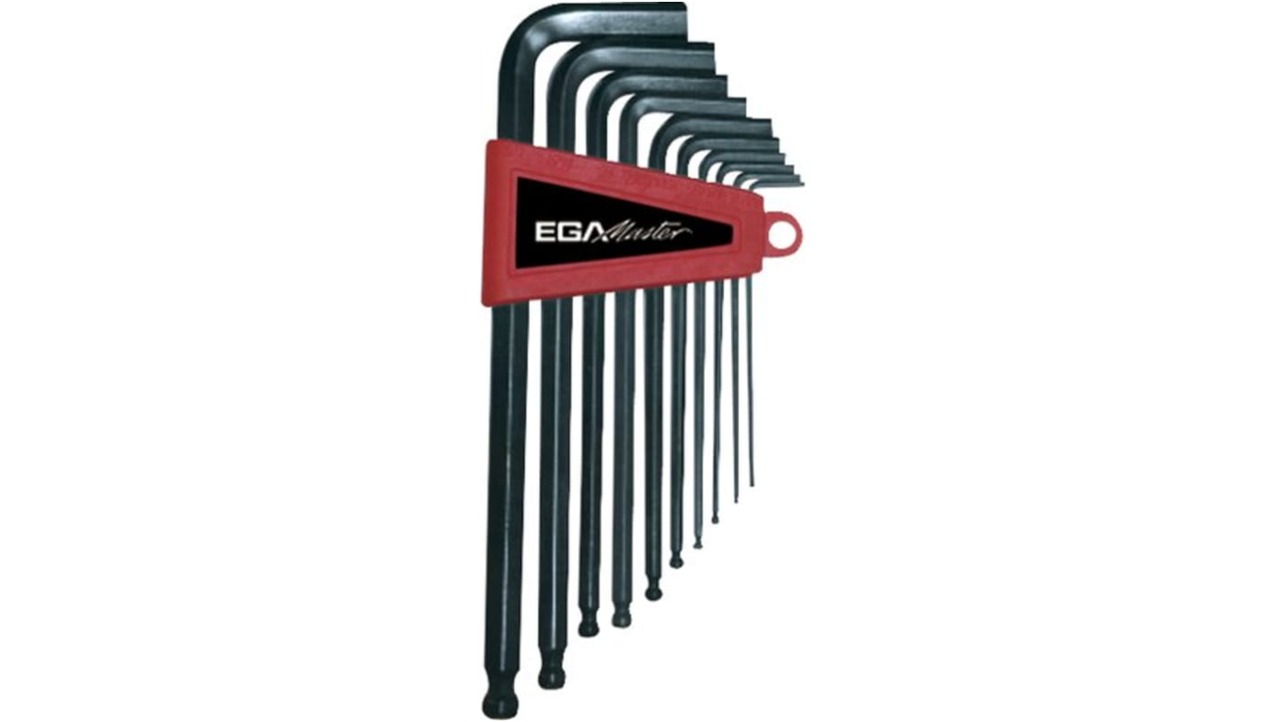 Ega-Master 10 piece L Shape Metric Hex Key Set, 1.5 mm, 2.5 mm, 2 mm, 3 mm, 4 mm, 5.5 mm, 5 mm, 6 mm, 8 mm, 10 mm