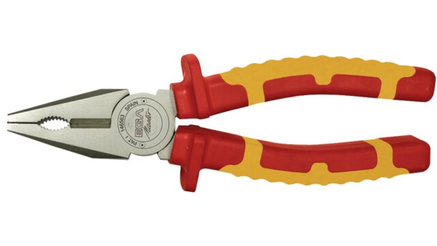 Ega-Master Combination Pliers, 180 mm Overall, Straight Tip, 41mm Jaw