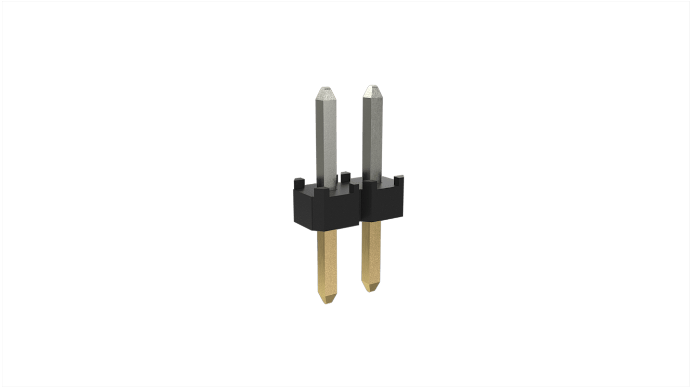 Amphenol Communications Solutions Minitek Series Through Hole Pin Header, 2 Contact(s), 2.0mm Pitch, 1 Row(s),