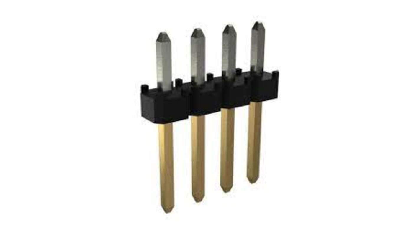 Amphenol Communications Solutions Minitek Series Through Hole Pin Header, 4 Contact(s), 2.0mm Pitch, 1 Row(s),