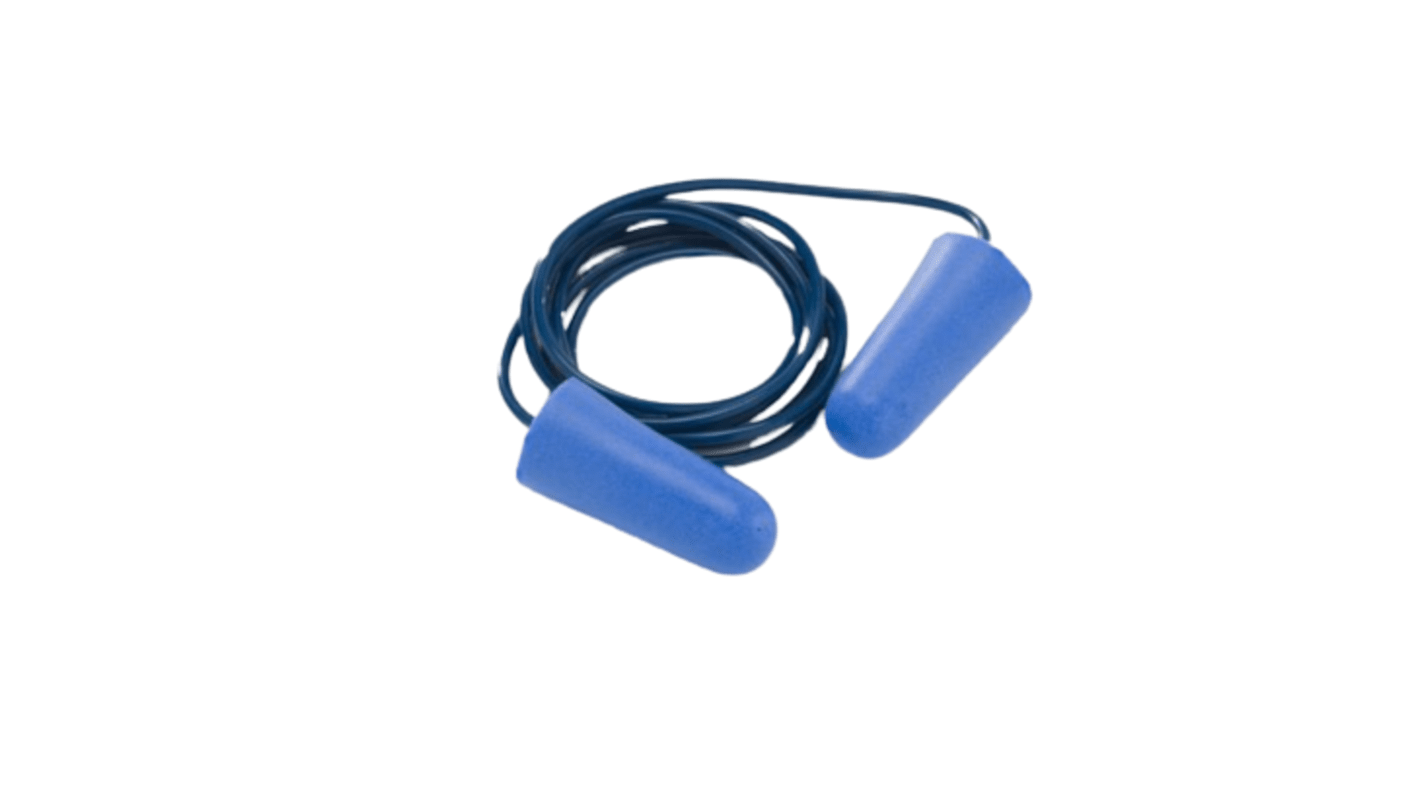 RS PRO Blue Disposable Corded Ear Plugs, 37dB Rated, Metal Detectable, 200 Pairs