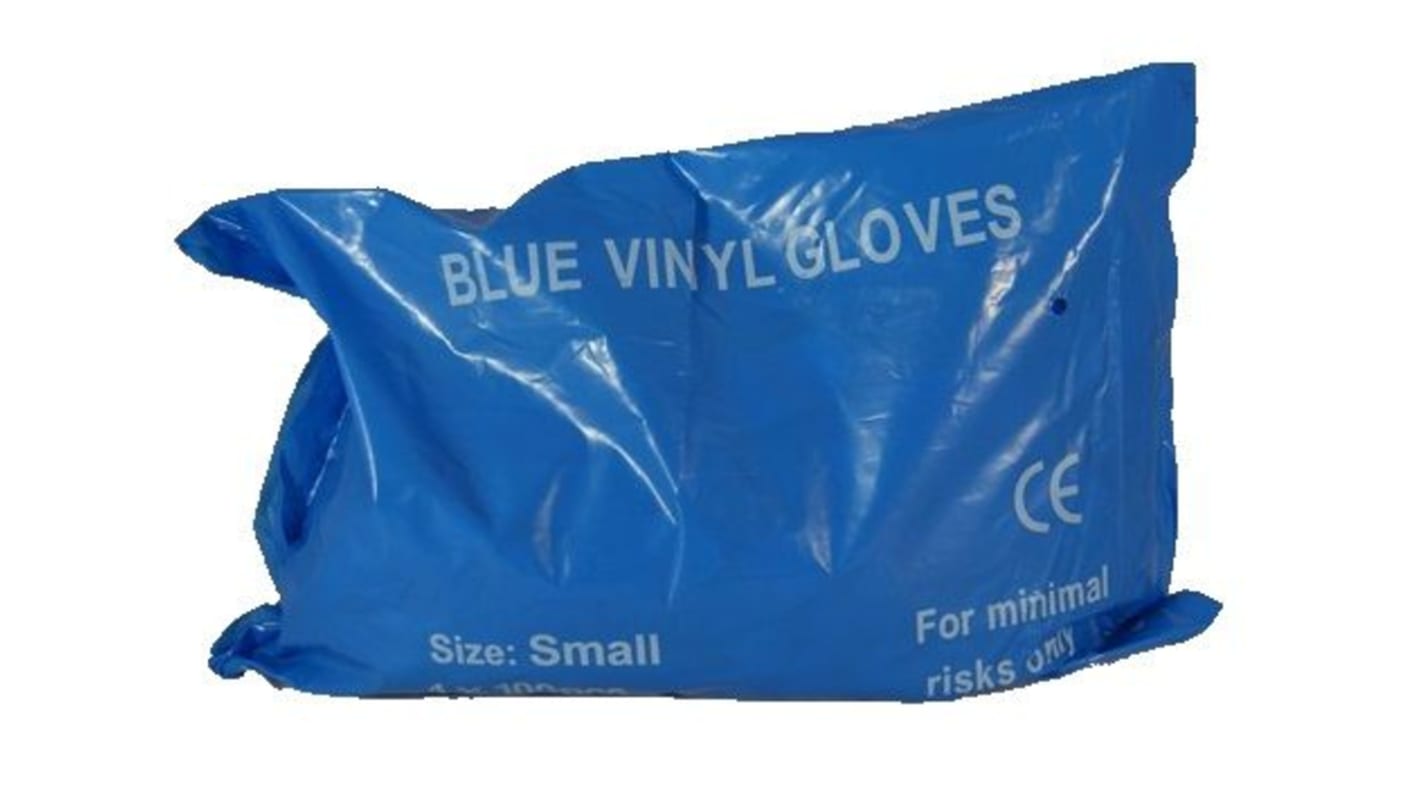 RS PRO Blue Powdered Vinyl Disposable Gloves, Size L, 200 per Pack