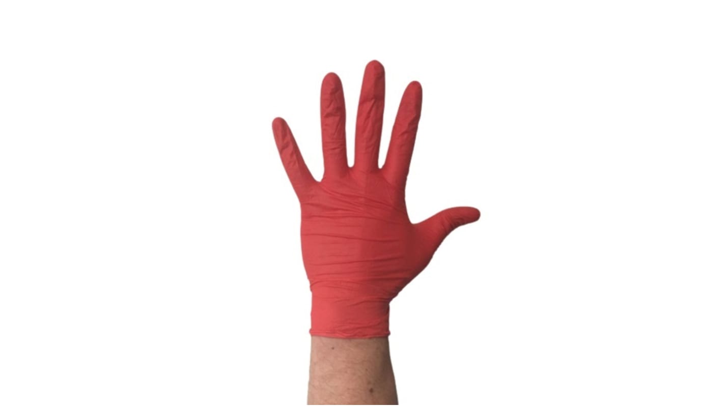 RS PRO Red Powder-Free Nitrile Disposable Gloves, Size XL, 100 per Pack