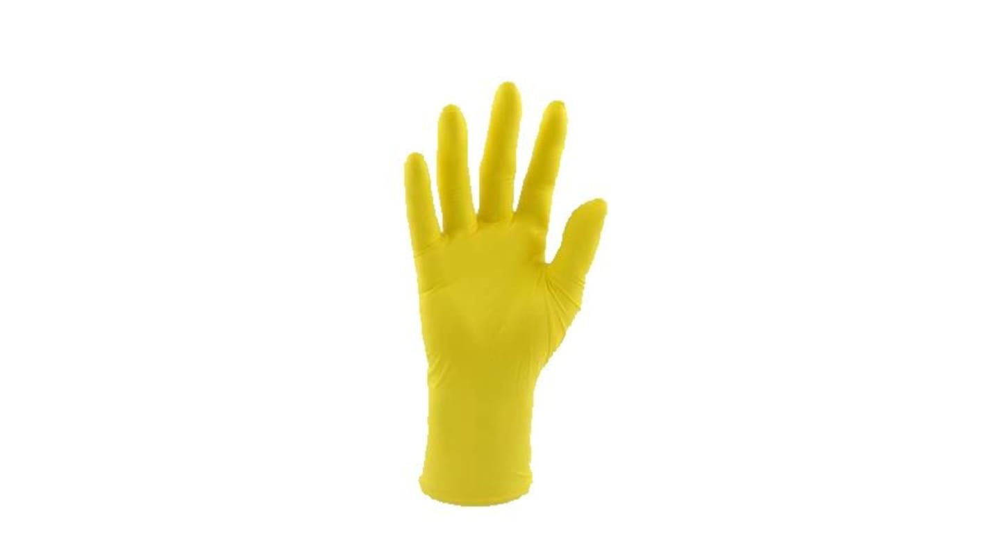 RS PRO Yellow Powder-Free Nitrile Disposable Gloves, Size L, 100 per Pack