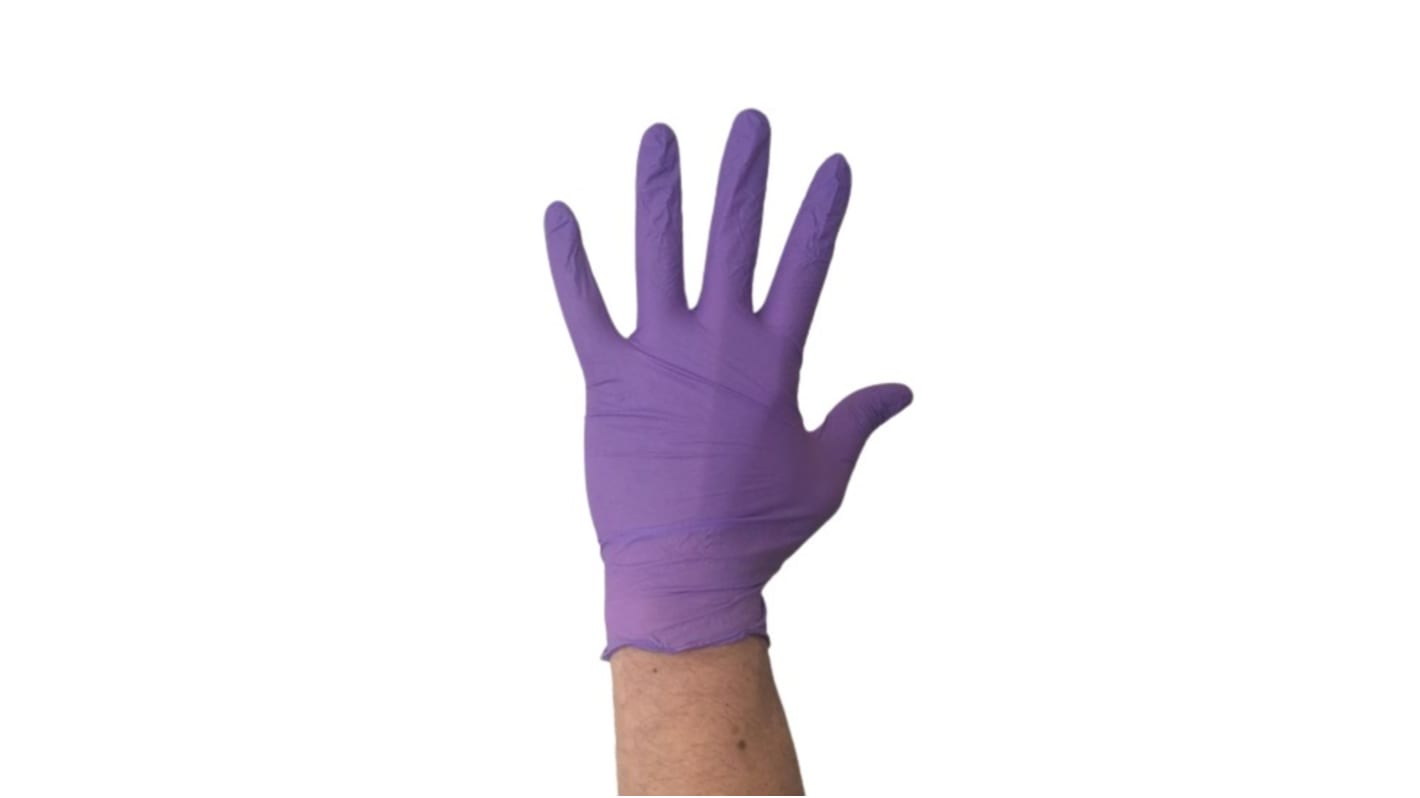 RS PRO Purple Powder-Free Nitrile Disposable Gloves, Size L, 100 per Pack