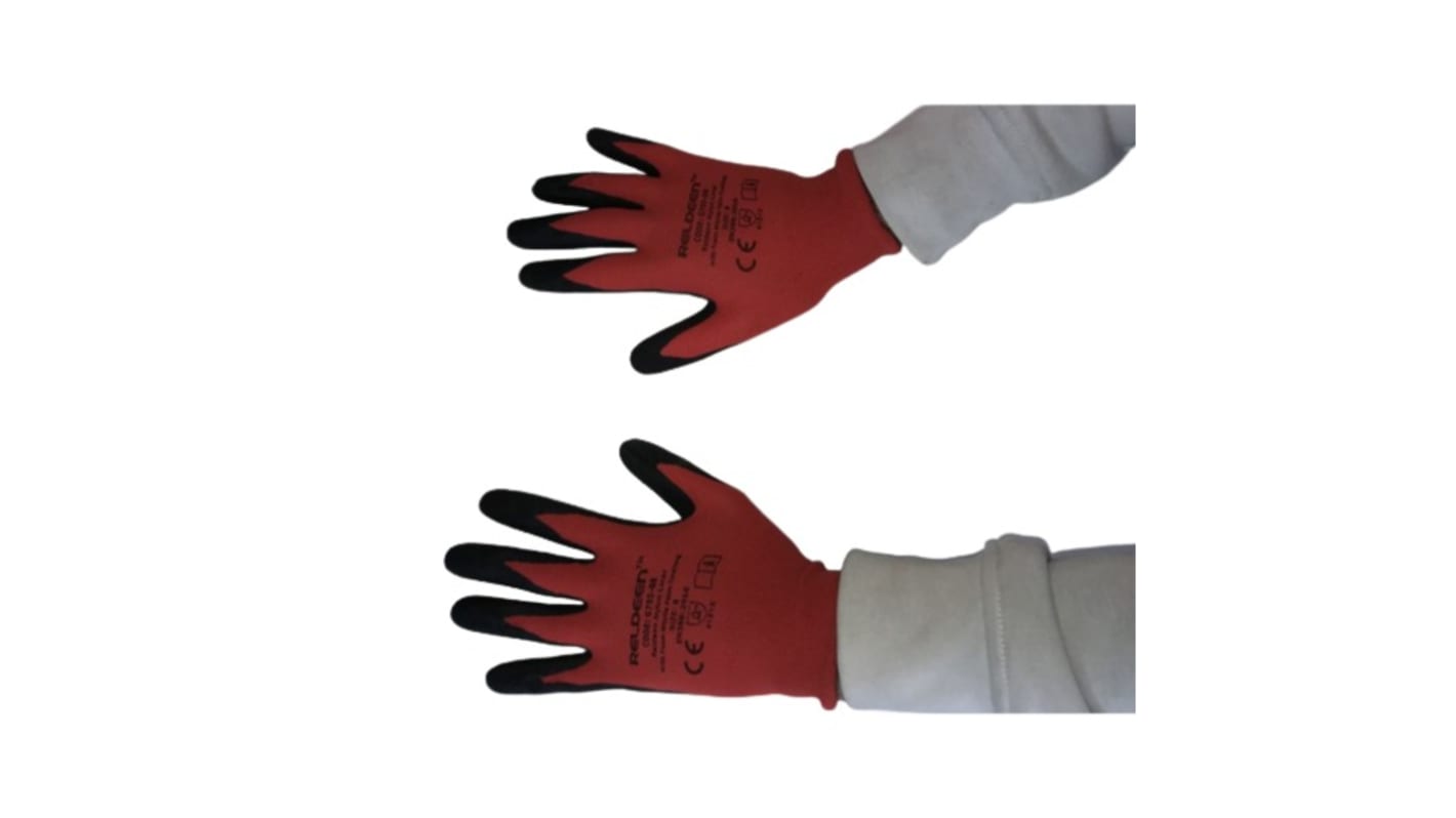 Guantes de Nylon Negro/rojo RS PRO, talla 8, M, con recubrimiento de Nitrilo, Uso general