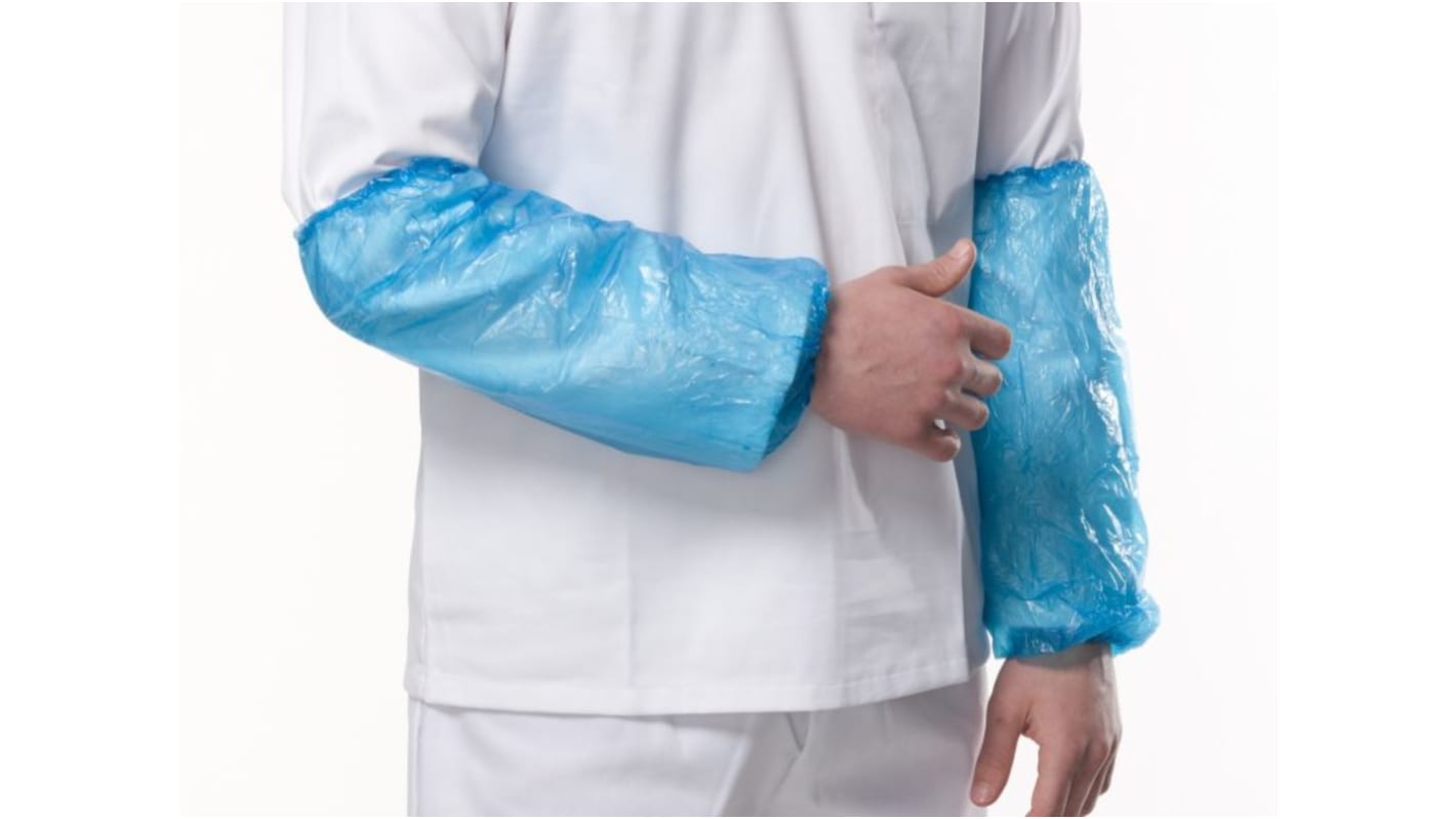 RS PRO Blue Disposable Polythene Arm Protector for Liquid Splash Protection Use, 400mm Length