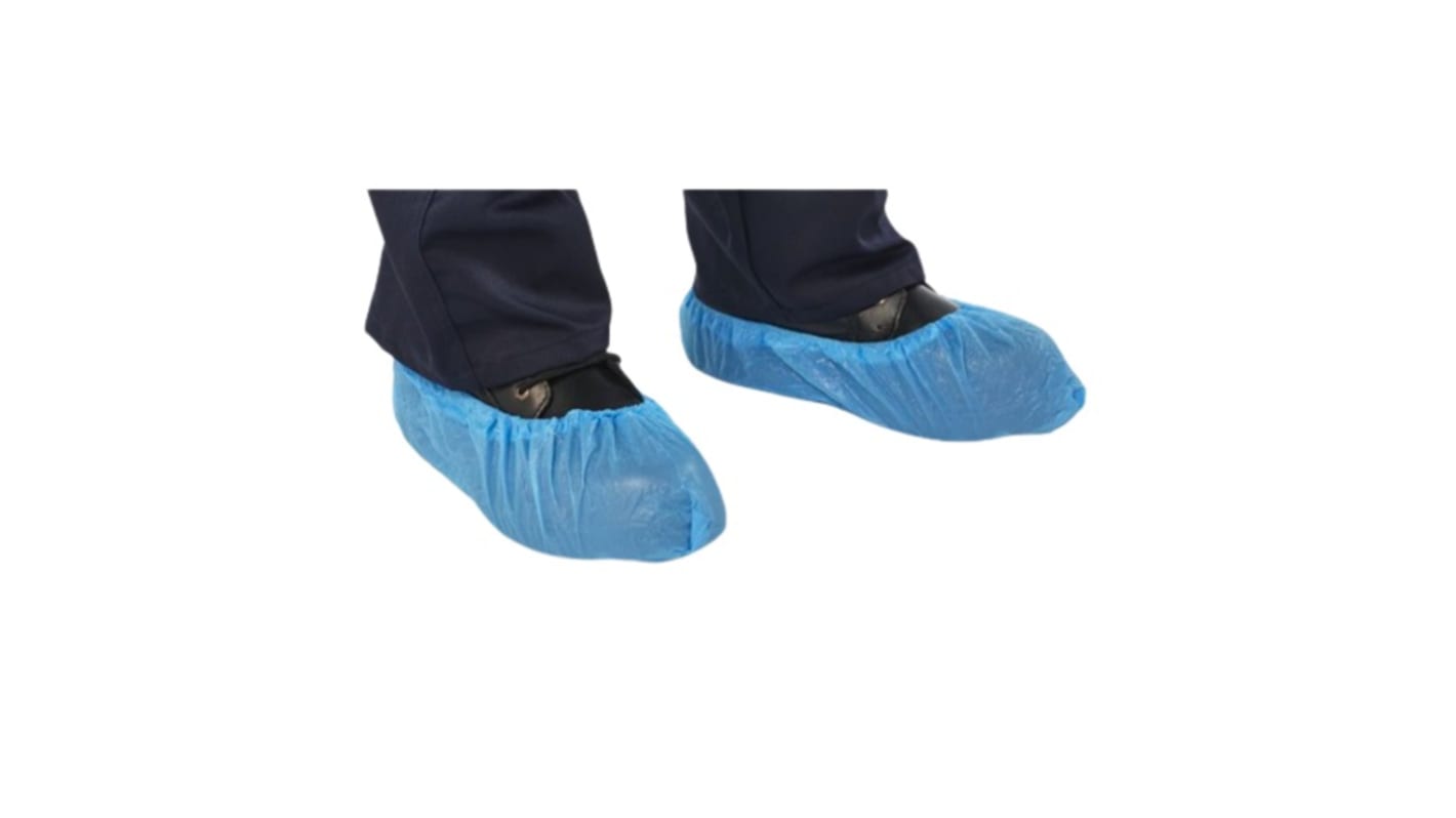 RS PRO Blue Disposable Visitor Shoe Cover, One Size, 100Each pack, For Use In Food, Industrial