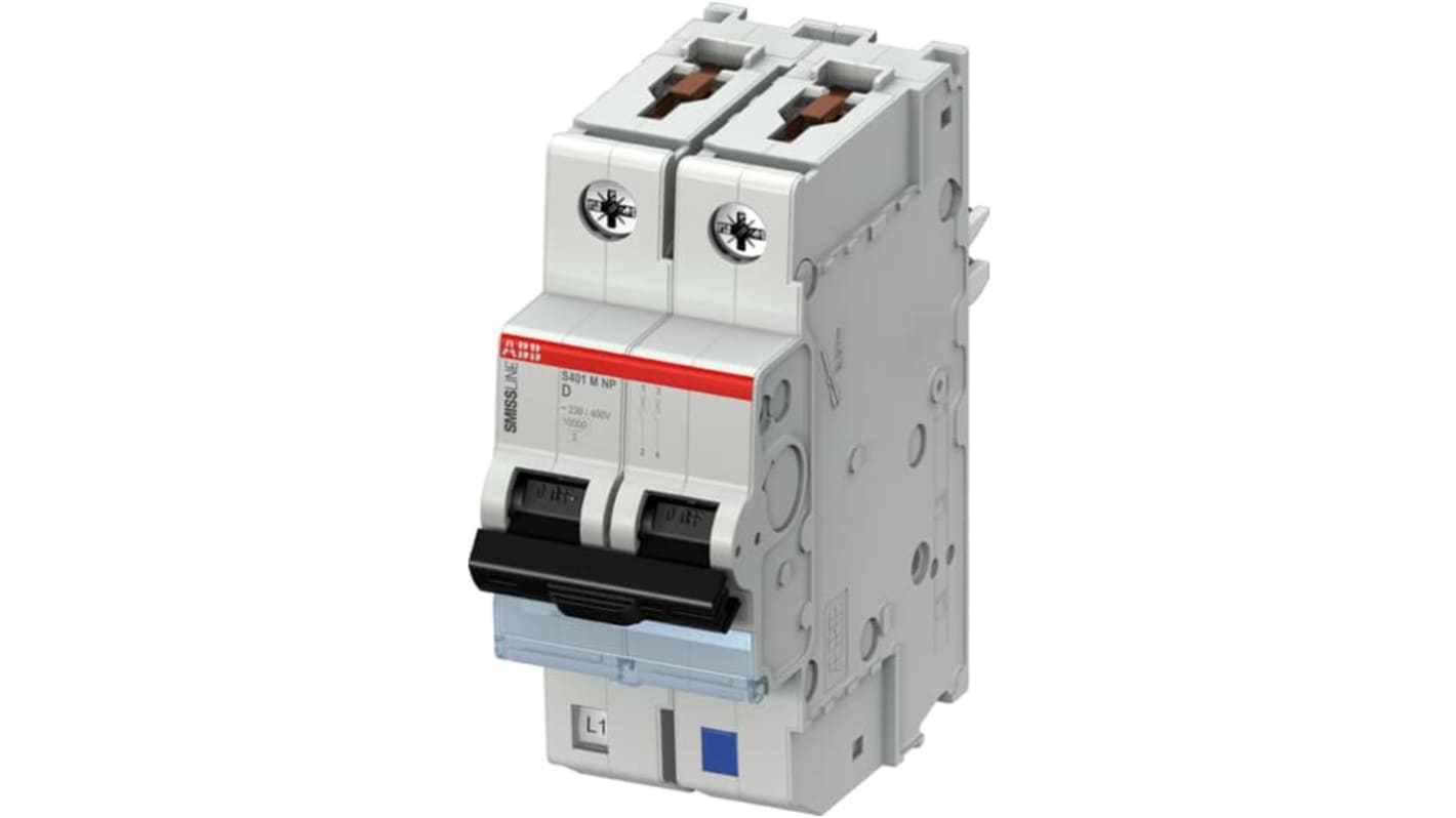 ABB SMISSLINE TP MCB, 2P, 10A Curve D, 400V AC