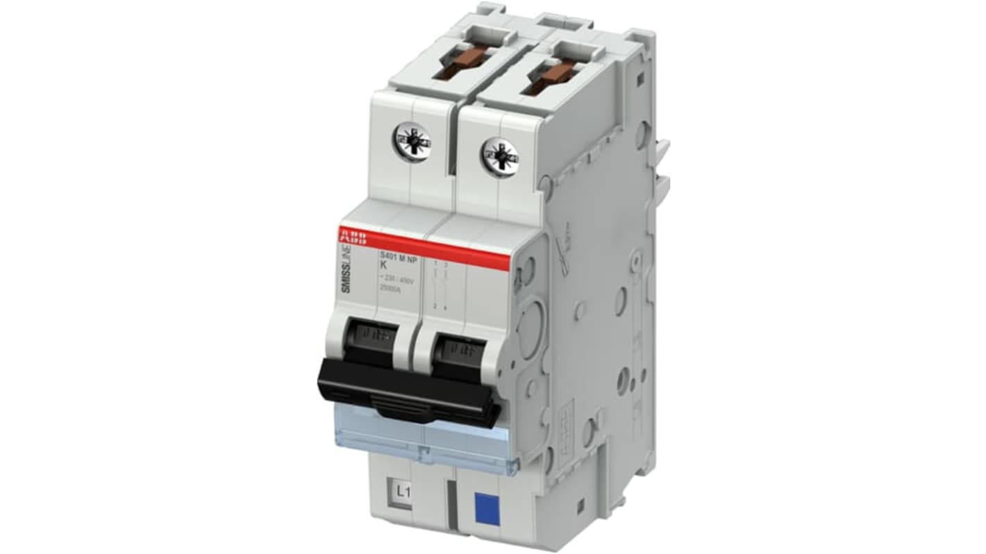 ABB SMISSLINE TP MCB, 2P, 16A Curve K, 240V AC