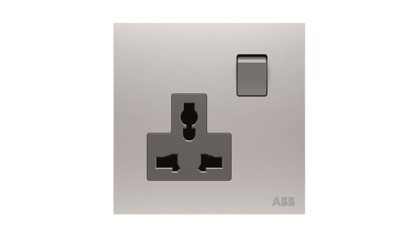 ABB Silver Electrical Socket, 2 Poles, 13A