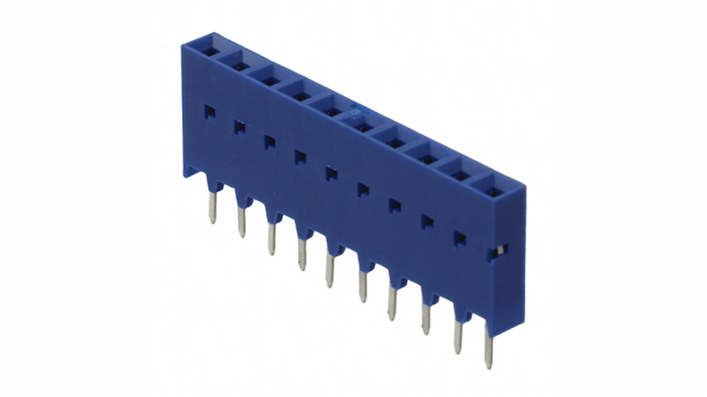 Amphenol Communications Solutions Surface Mount PCB Socket, 10-Contact, 1-Row, 2.54mm Pitch