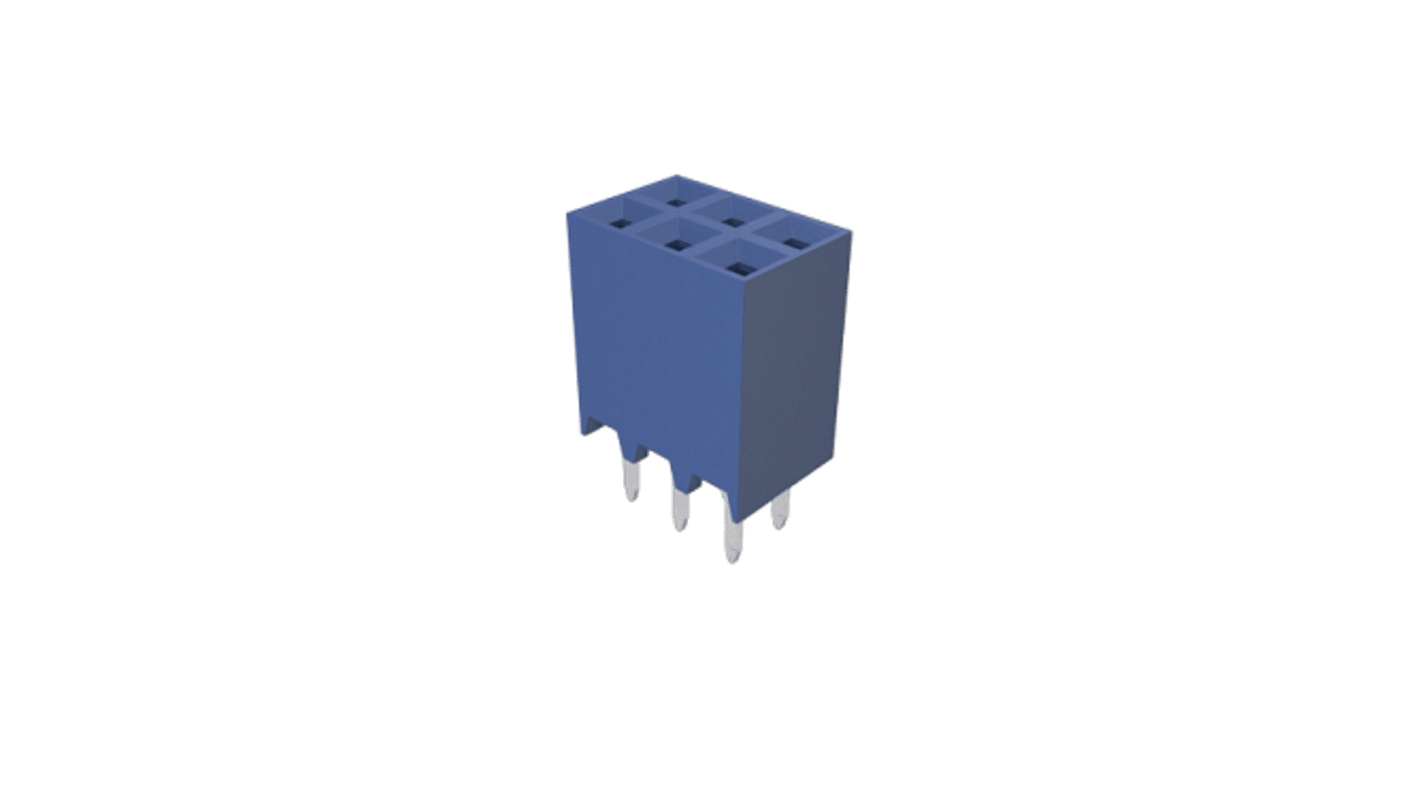 Amphenol ICC Surface Mount PCB Socket, 6-Contact, 2-Row, 2.54mm Pitch