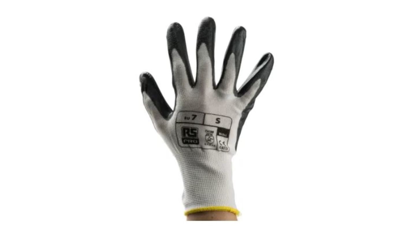 RS PRO Black Abrasion Resistant Work Gloves, Size 8, Nitrile Coating