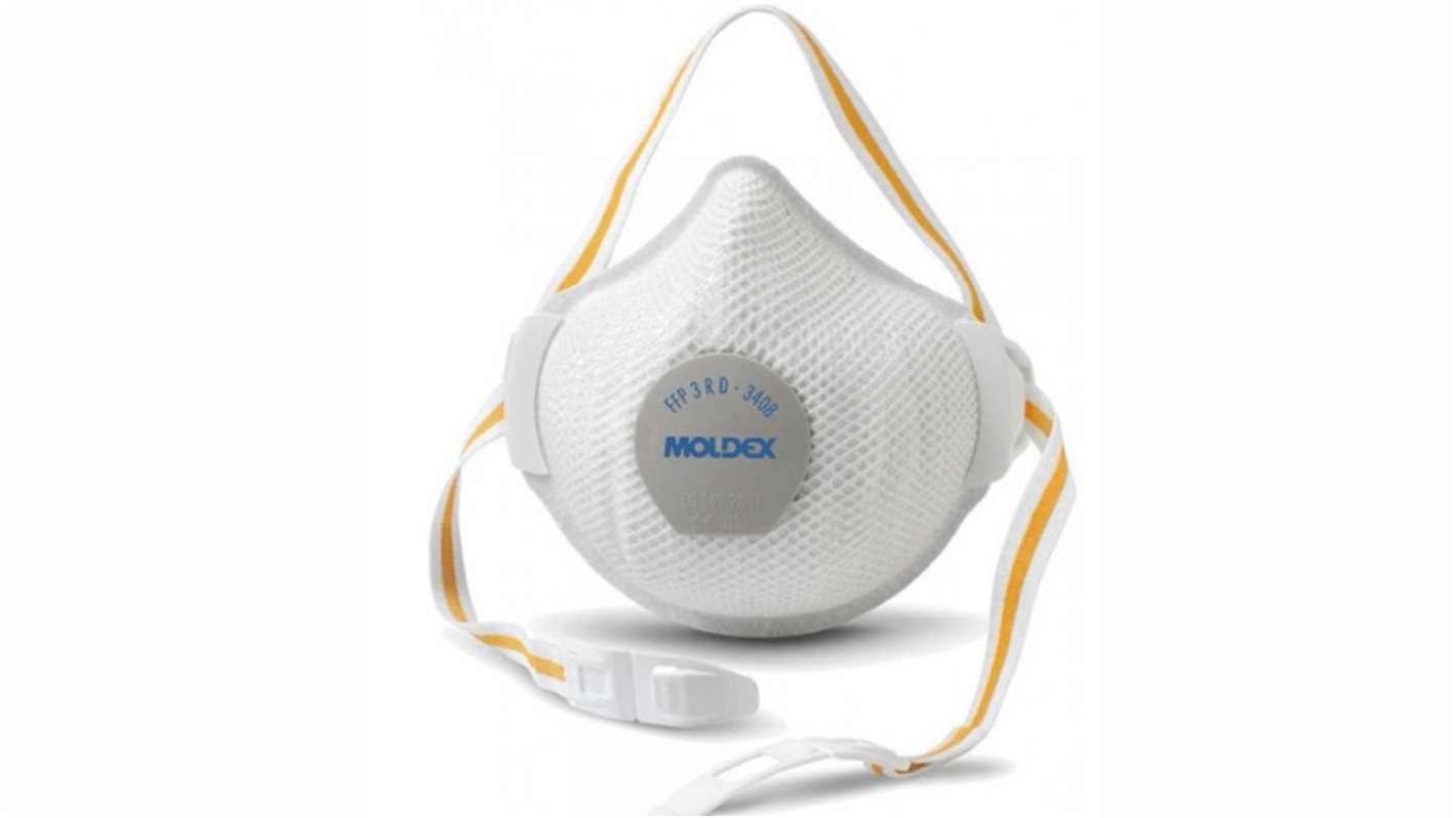 340801 Moldex White, Yellow Polypropylene Face Mask for General Purpose, One Size