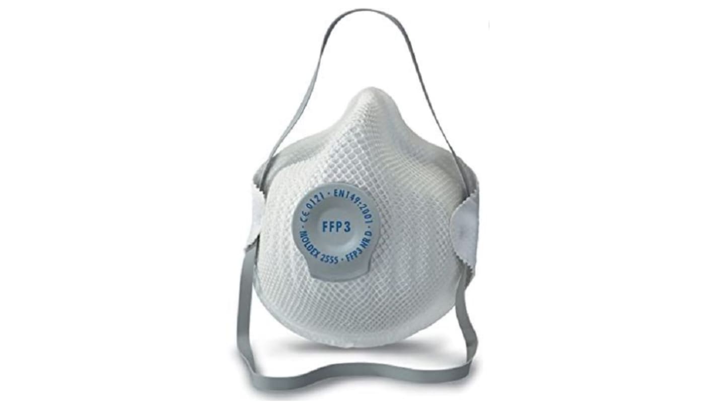 Mascherine usa e getta FFP3 con valvola Moldex, col. Blu, Bianco, con clip per naso regolabile