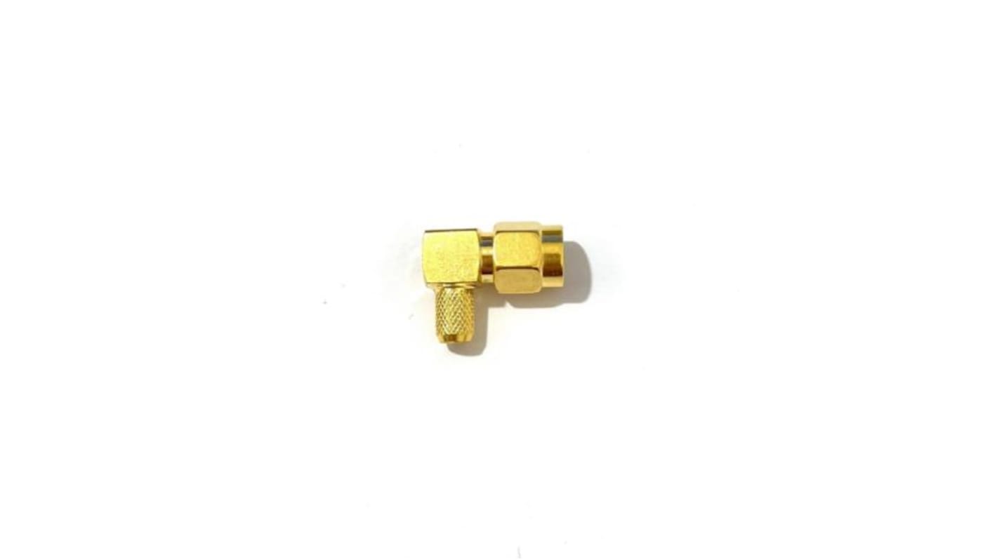 RS PRO Stecker Koaxialsteckverbinder SMA-Steckverbinder, Kabelmontage Klemm-Anschluss, für RG58-Kabel, 50Ω, gewinkelt