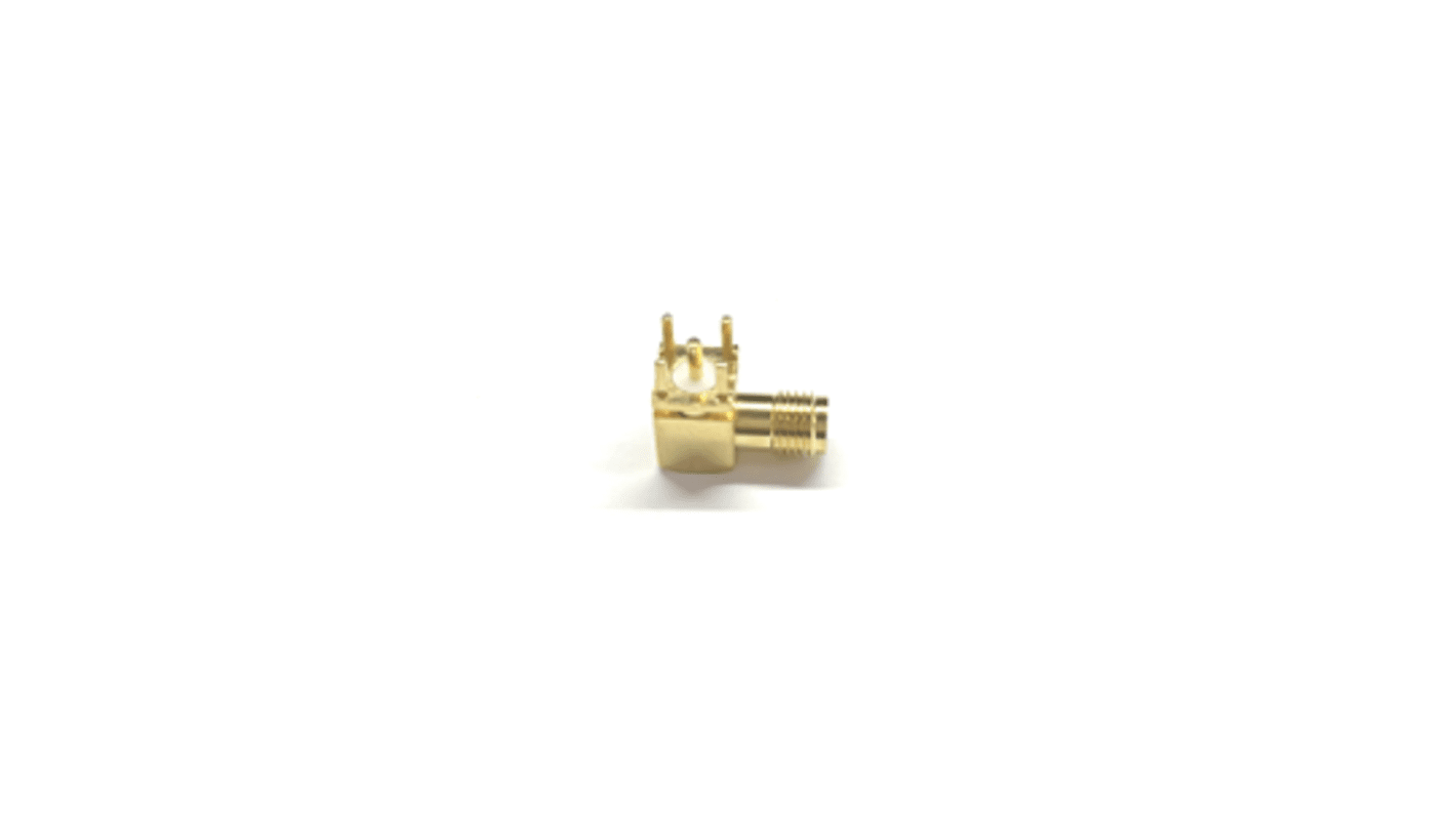 RS PRO, Jack PCB Mount SMA Connector, 50Ω, Solder Termination, Right Angle Body