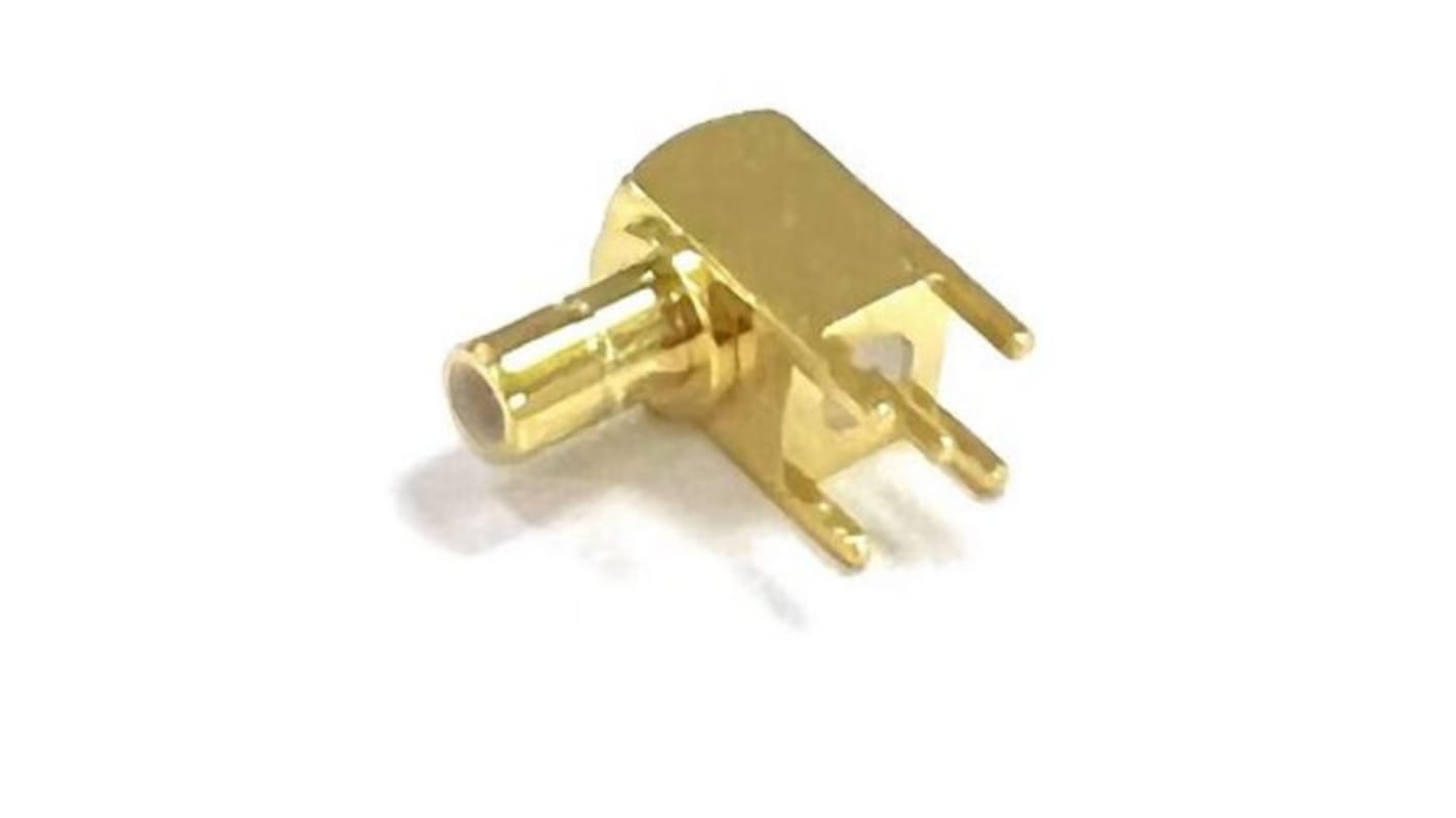 RS PRO, Plug PCB Mount SMB Connector, 50Ω, Solder Termination, Right Angle Body
