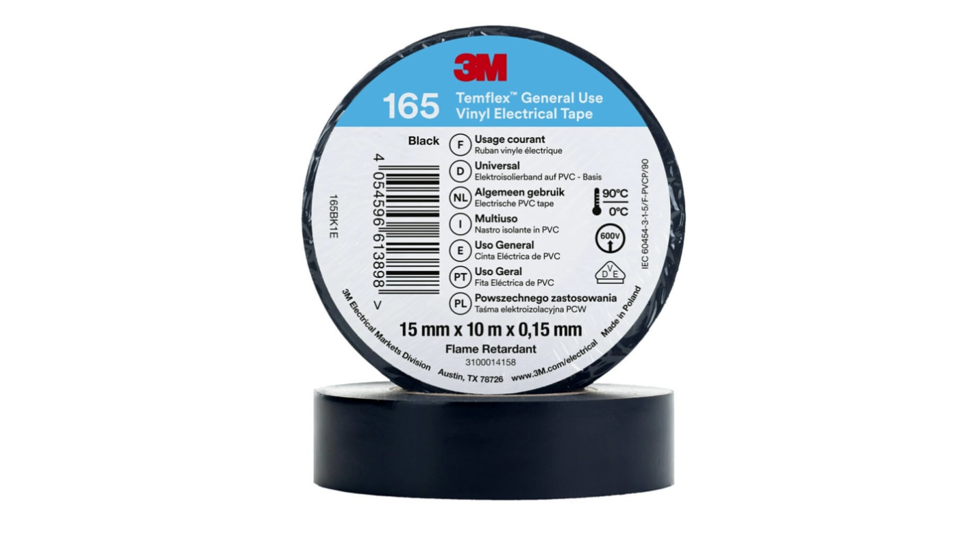 Nastro isolante 3M Temflex 165 in Vinile, 15mm x 10m x 0.152mm